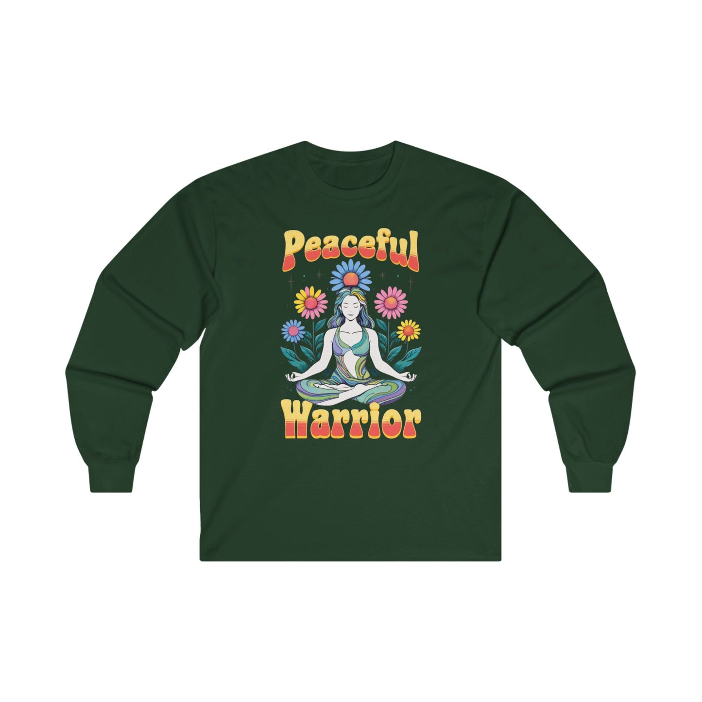 Yoga Workout Top Peaceful Warrior TShirt for Yoga T-shirt for Her gifts for Yogi Long Sleeved Workout Shirt Long Sleeves Gym TShirts for Her
