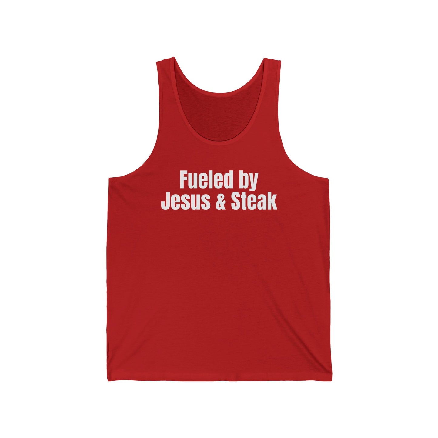 Fueled By Jesus and Steak Shirt for Christian Tank Top for the Gym Tank Tops for him gifts for her Christian Workout Shirts for Steak Lovers