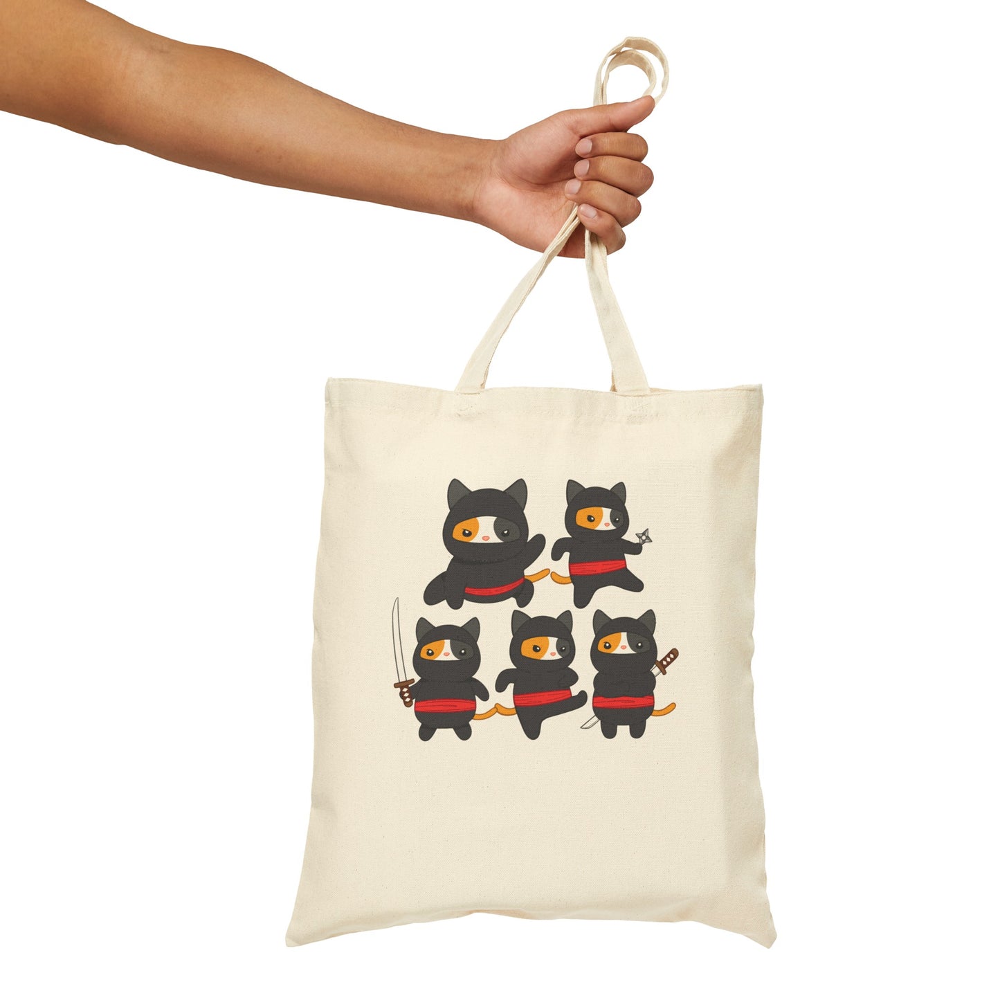 Funny Ninja Cat Tote Bag for Cat Lover gift for Her Samurai Cats Bags for Kitty Mom gifts for Cat Dad Funny gifts for Friend
