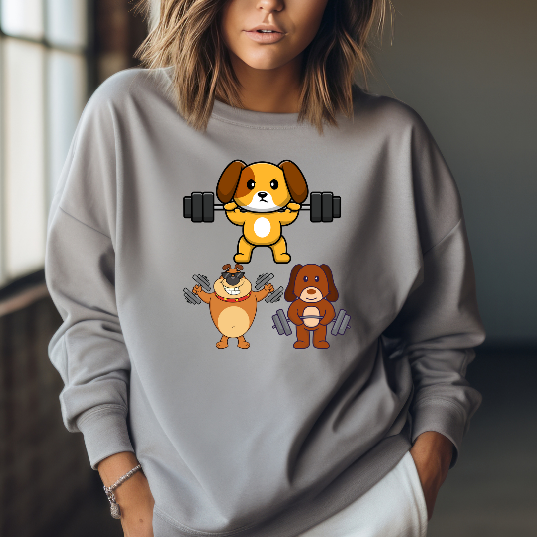 Funny Dog SweatShirt Dog Working out Sweater Dog Lover Gift for Gym Lover Soft Pull Over Dogs Weightlifting Dog Lifting Weights