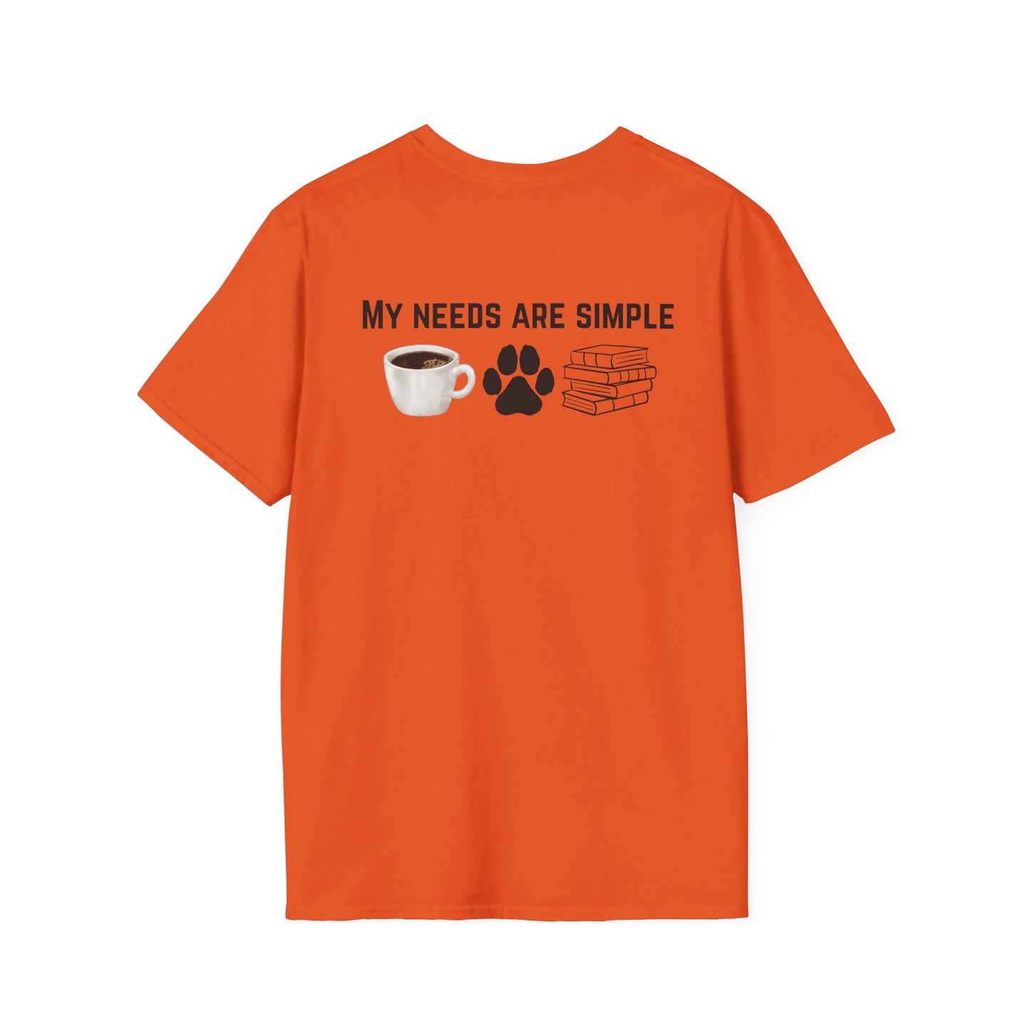 Bookworm Coffee and Dogs Unisex Softstyle T-Shirt, Dog Lover Tee, Book Lover Gift, Simple Life Shirt