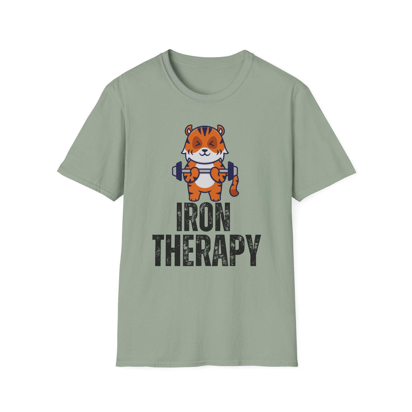 Tiger Working out T-shirt IRON THERAPY T Shirt for Gym Lover gift for Fitness Lover T Shirt for Cross Fit Lover Weightlifting Tee