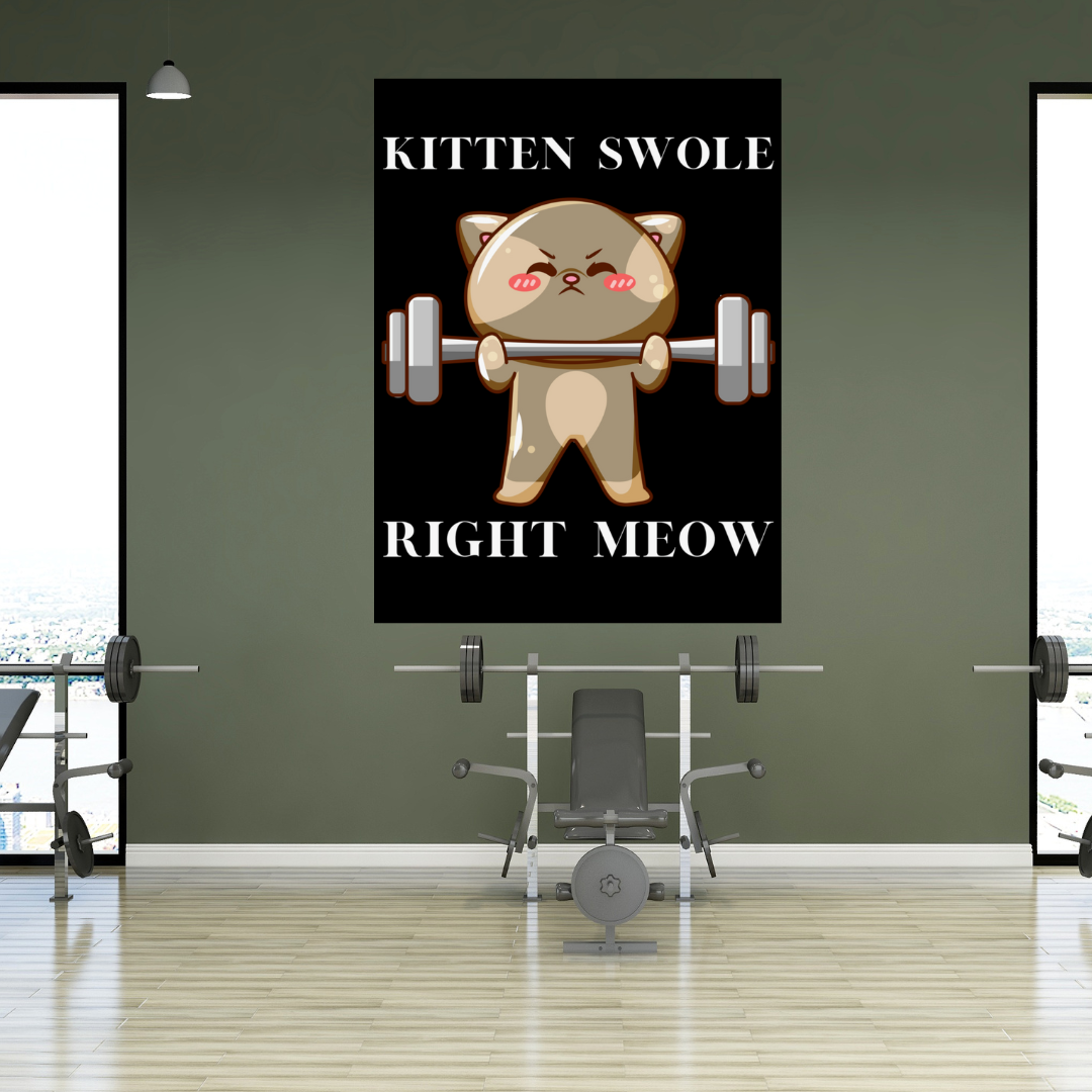Gym Poster for Cat Lovers gift for Cat Lover gifts for Gym Rat Powerlifter Weightlifter gift ideas for Mom Funny Cat Weightlifting Posters