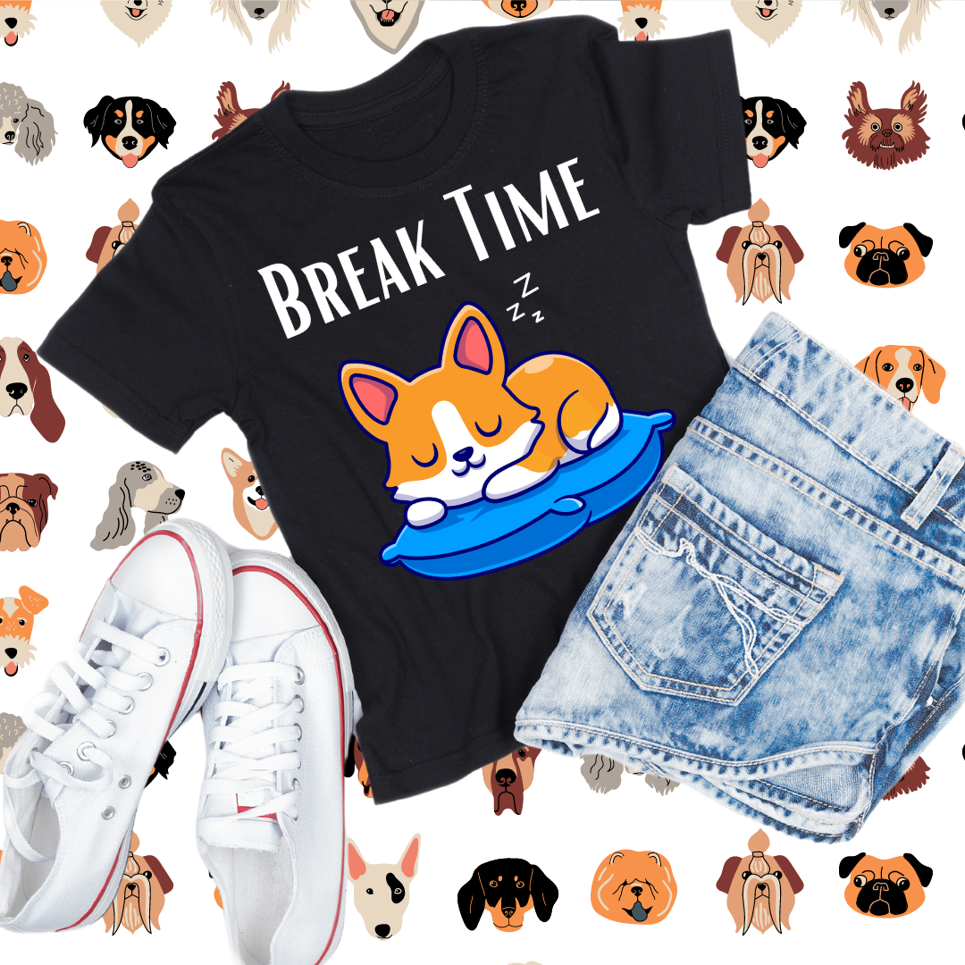 Cute Corgi T-shirt for Corgi Lover gifts Dog Lovers Shirt - Sleeping Corgi - Tired Dog Mom T shirt - Break Time T-shirts