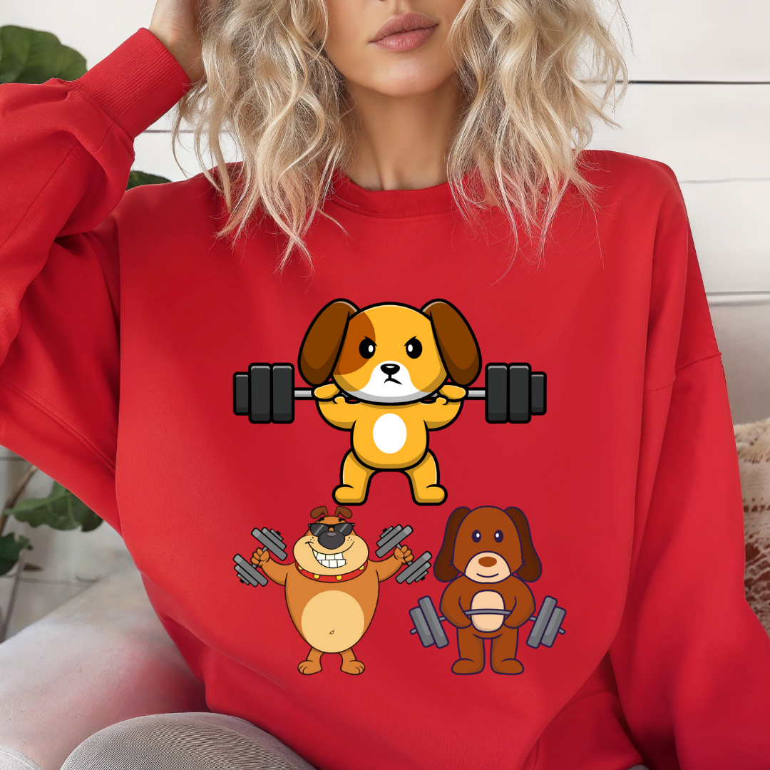 Funny Dog SweatShirt Dog Working out Sweater Dog Lover Gift for Gym Lover Soft Pull Over Dogs Weightlifting Dog Lifting Weights
