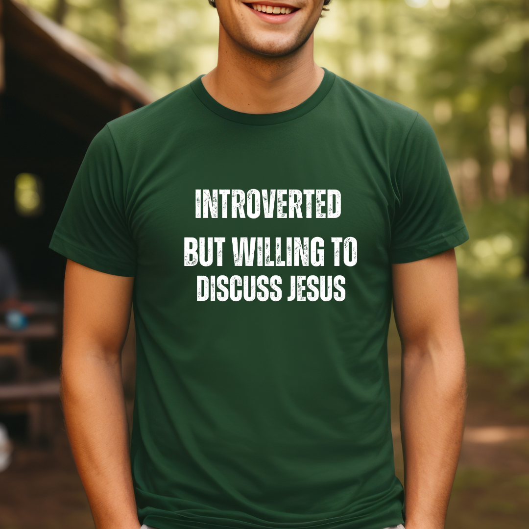 Christian T Shirt for Jesus Follower gift for Her gifts for him Introverted But Willing to Discuss Jesus Introvert Shirt for Introvert gift