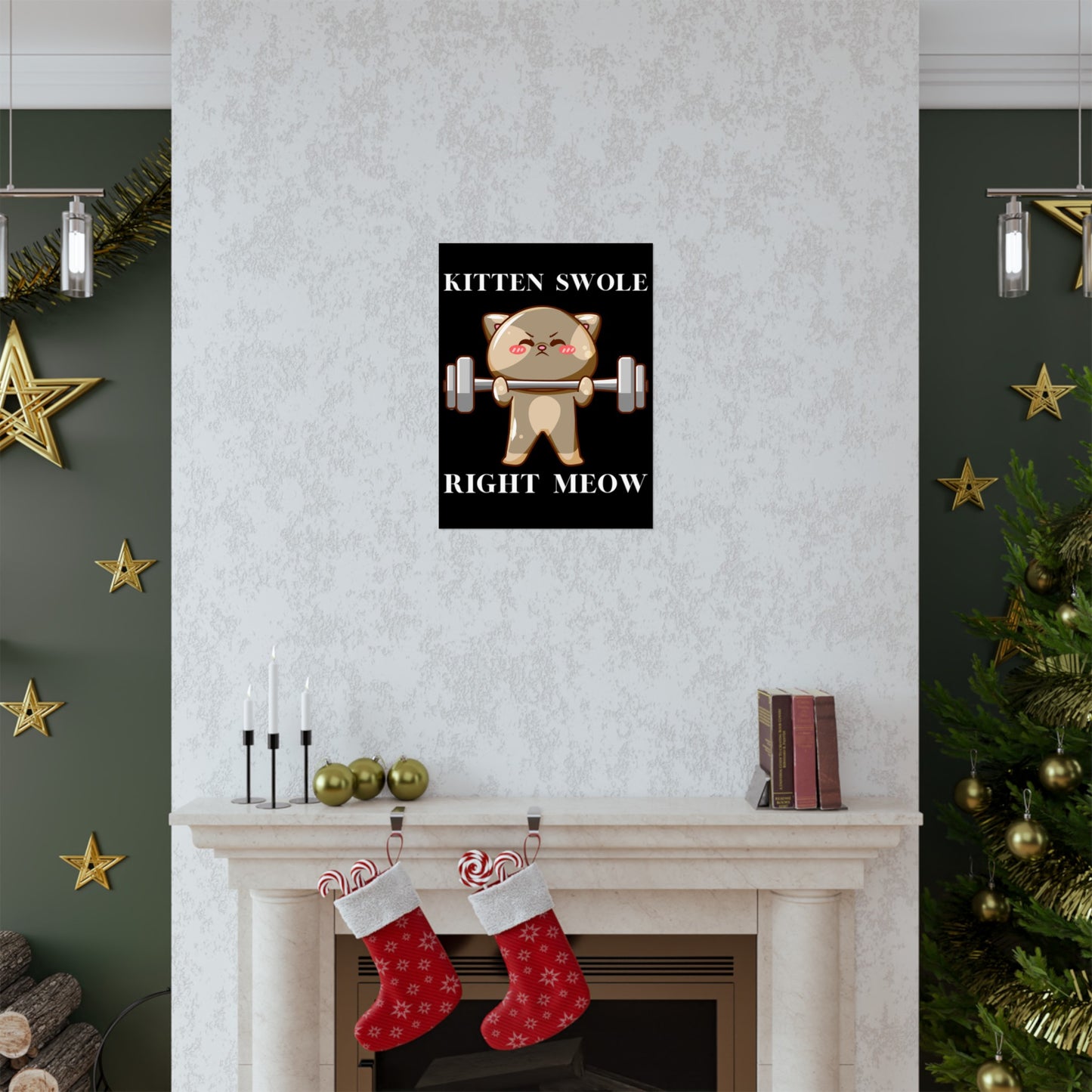 Gym Poster for Cat Lovers gift for Cat Lover gifts for Gym Rat Powerlifter Weightlifter gift ideas for Mom Funny Cat Weightlifting Posters