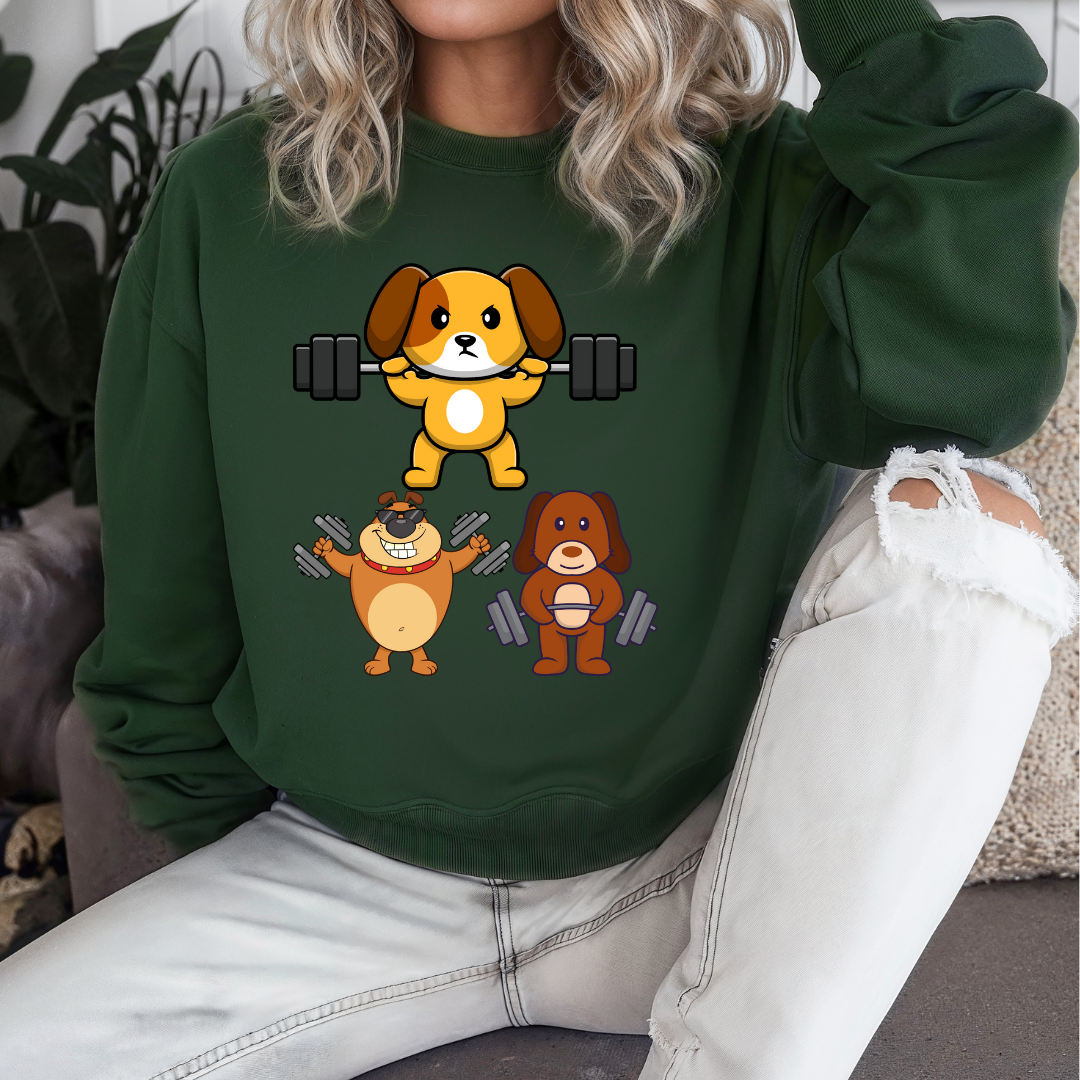 Funny Dog SweatShirt Dog Working out Sweater Dog Lover Gift for Gym Lover Soft Pull Over Dogs Weightlifting Dog Lifting Weights