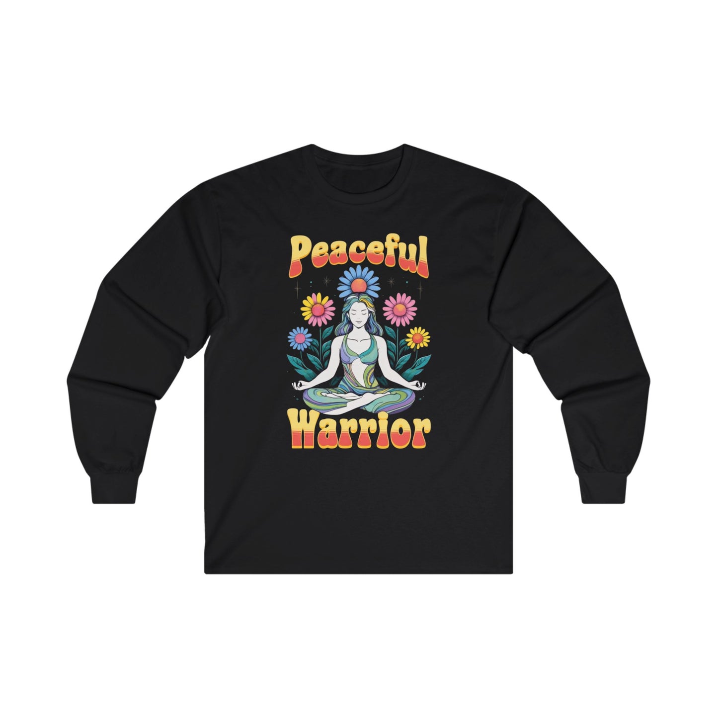 Yoga Workout Top Peaceful Warrior TShirt for Yoga T-shirt for Her gifts for Yogi Long Sleeved Workout Shirt Long Sleeves Gym TShirts for Her