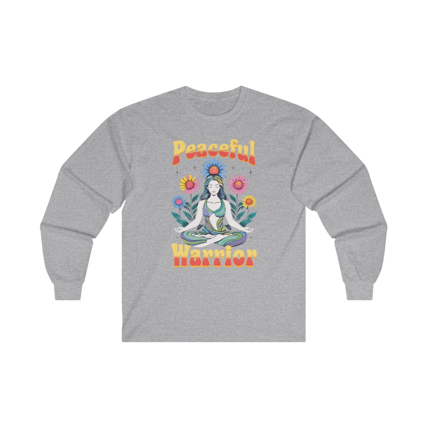 Yoga Workout Top Peaceful Warrior TShirt for Yoga T-shirt for Her gifts for Yogi Long Sleeved Workout Shirt Long Sleeves Gym TShirts for Her