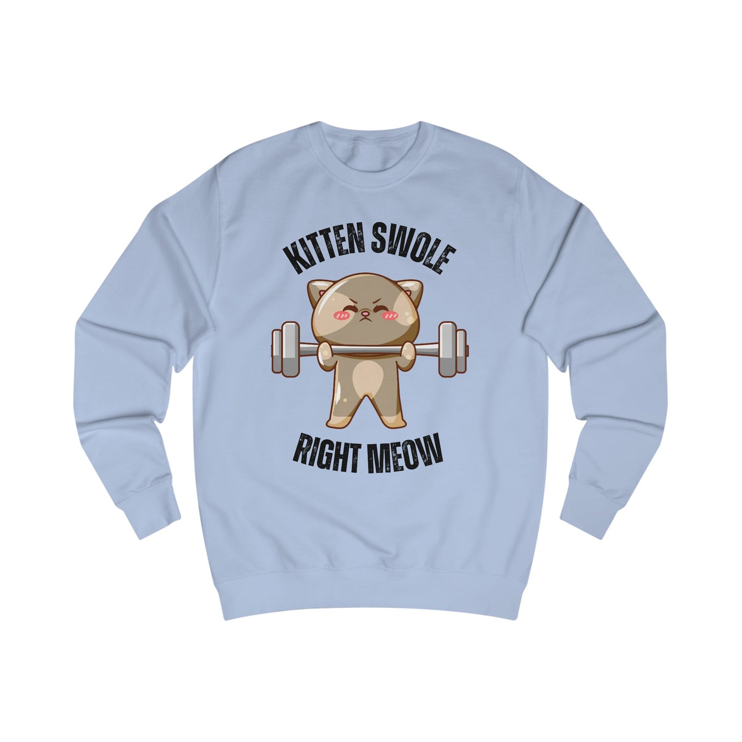 Kitten Swole Right Meow Sweatshirt Funny Cat Pun Sweatshirts Kitty Saying Quote for Gym Lover gifts for Cat Lover Sweatshirt Cute Pullover for Her