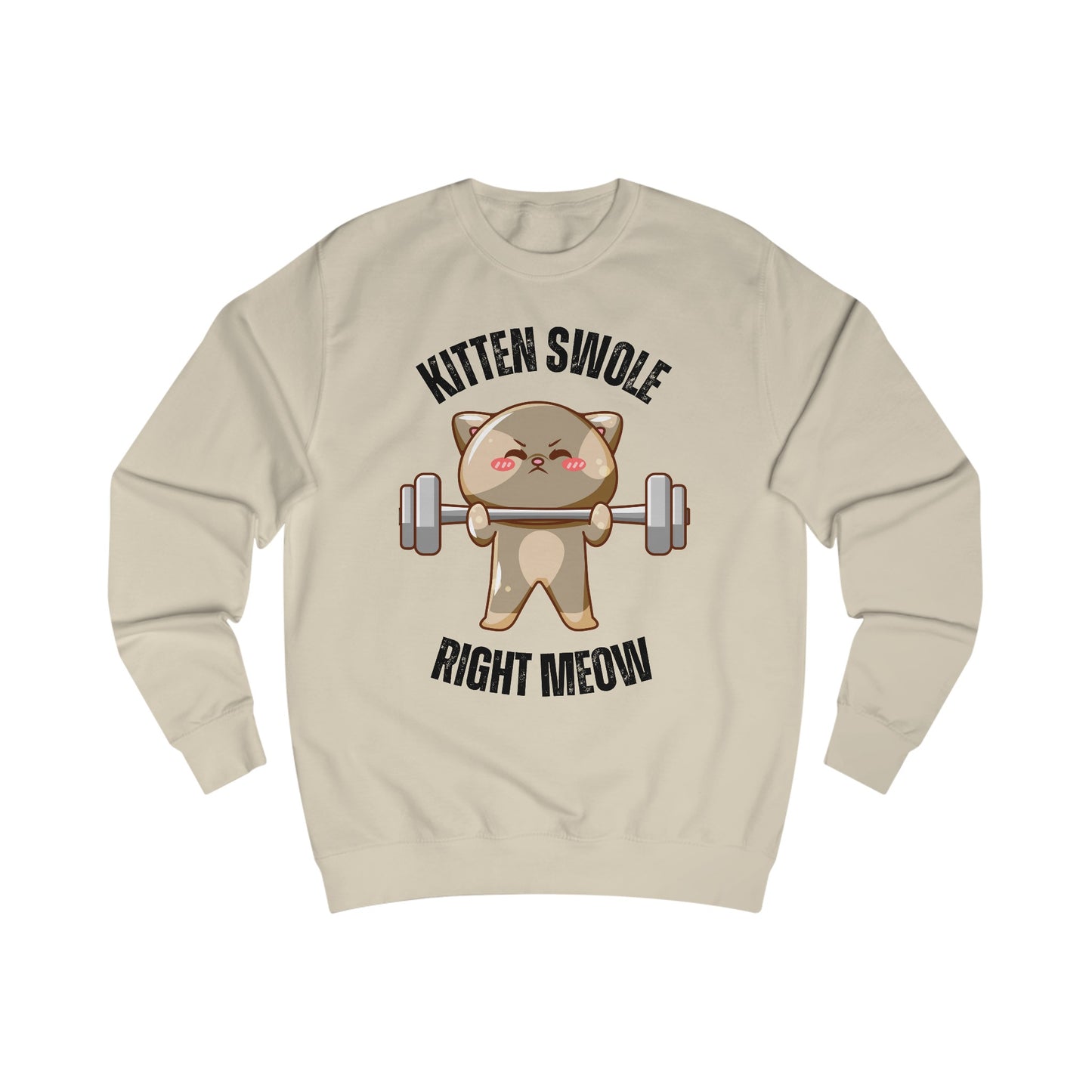 Kitten Swole Right Meow Sweatshirt Funny Cat Pun Sweatshirts Kitty Saying Quote for Gym Lover gifts for Cat Lover Sweatshirt Cute Pullover for Her