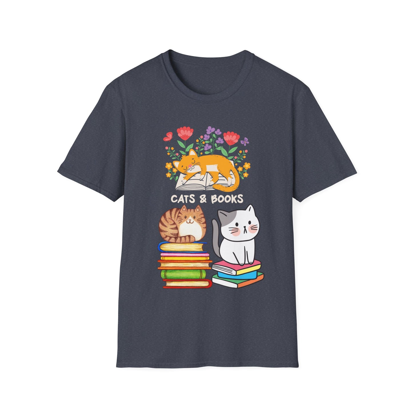 Reading Cats T shirt for Cat Lover gift Book Lover gift Reader T shirt Cute Cat Shirt for Cat Mom Gift Cats and Flowers Cats and Books Tee