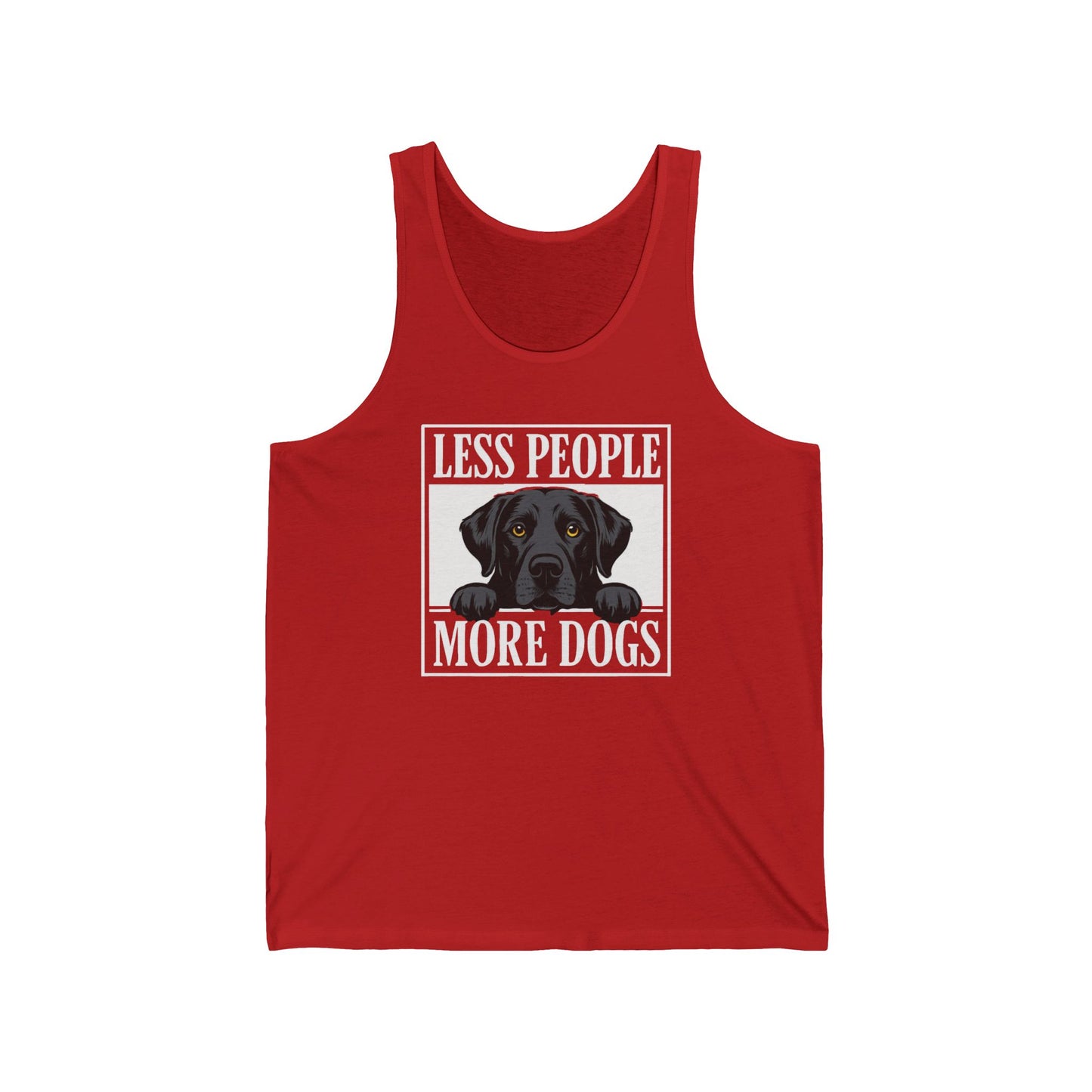 Black Lab Dog Lover Unisex Tank Top, Less People More Dogs Labrador Retriever Sleeveless Shirt, Pet Owner Gift, Animal Lover Tee, Summer