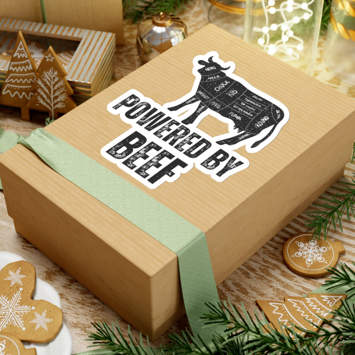 Powered by Beef Lover sticker for Meat Lovers gifts Carnivore Diet sticker for Grilling gift for BBQ Barbecue Steak Lover gift