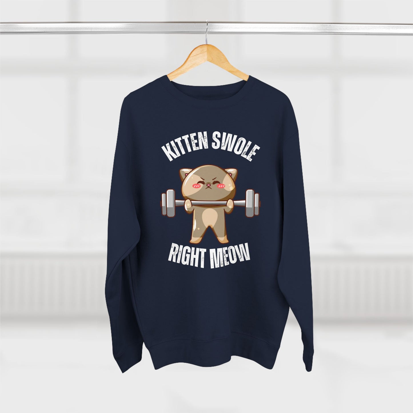Kitten Swole Right Meow Sweatshirt, Cat Lover Gift, Funny Animal Sweater, Pet Owner Jumper, Cute Kitty Top, Workout Pullover