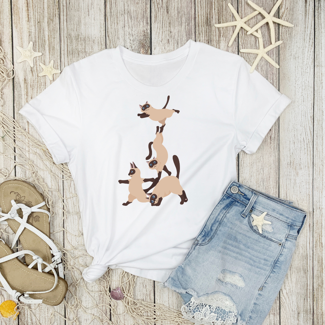 Funny CAT YOGA tee! Siamese Cat's doing yoga! Cat Lover gift for Yoga Lover gift Unisex Soft Cotton T-Shirt