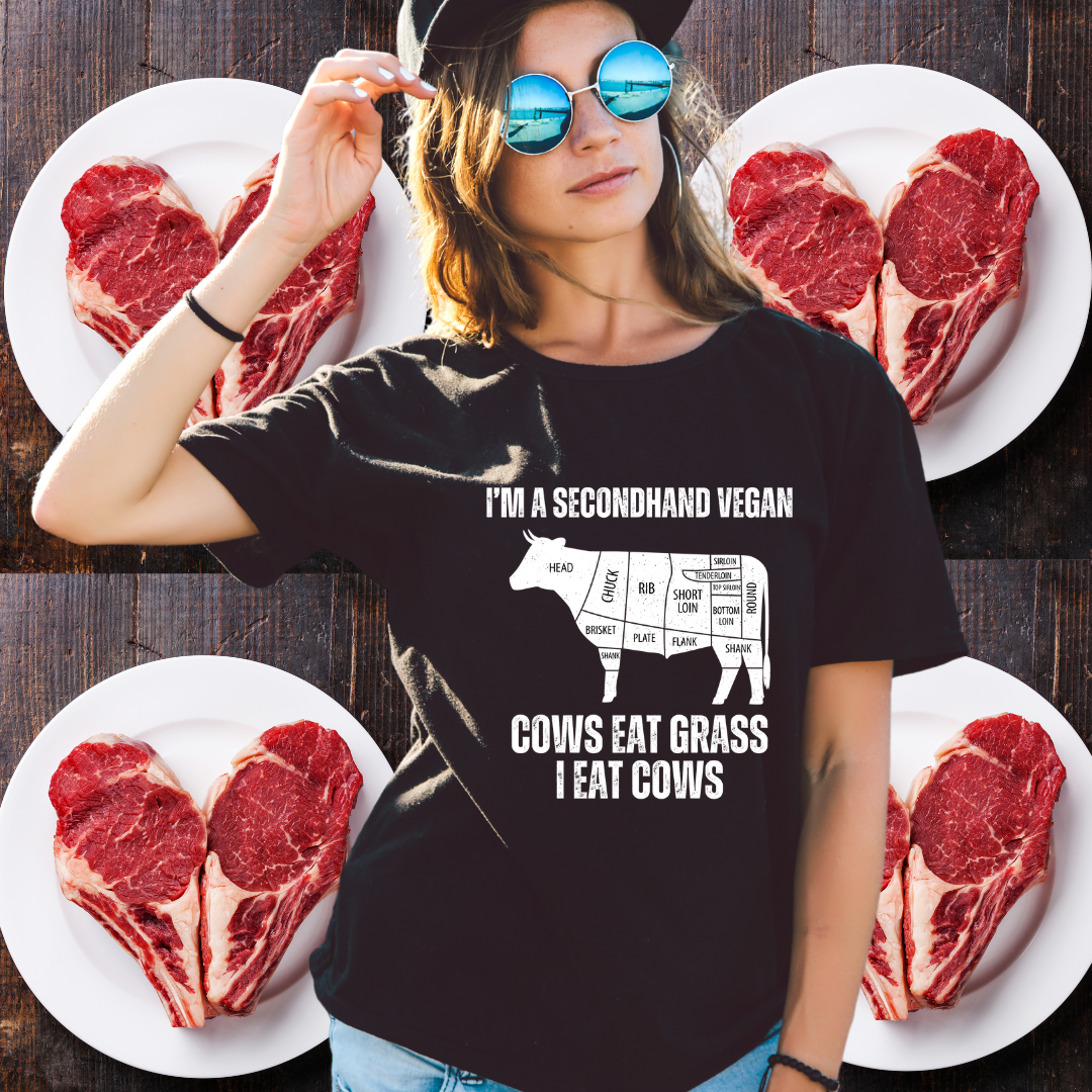 Funny Shirt for Meat Lover gift for Carnivore gift for Valentines Day gift for Him - Meat T-shirt - Funny T shirt for Her - Secondhand Vegan