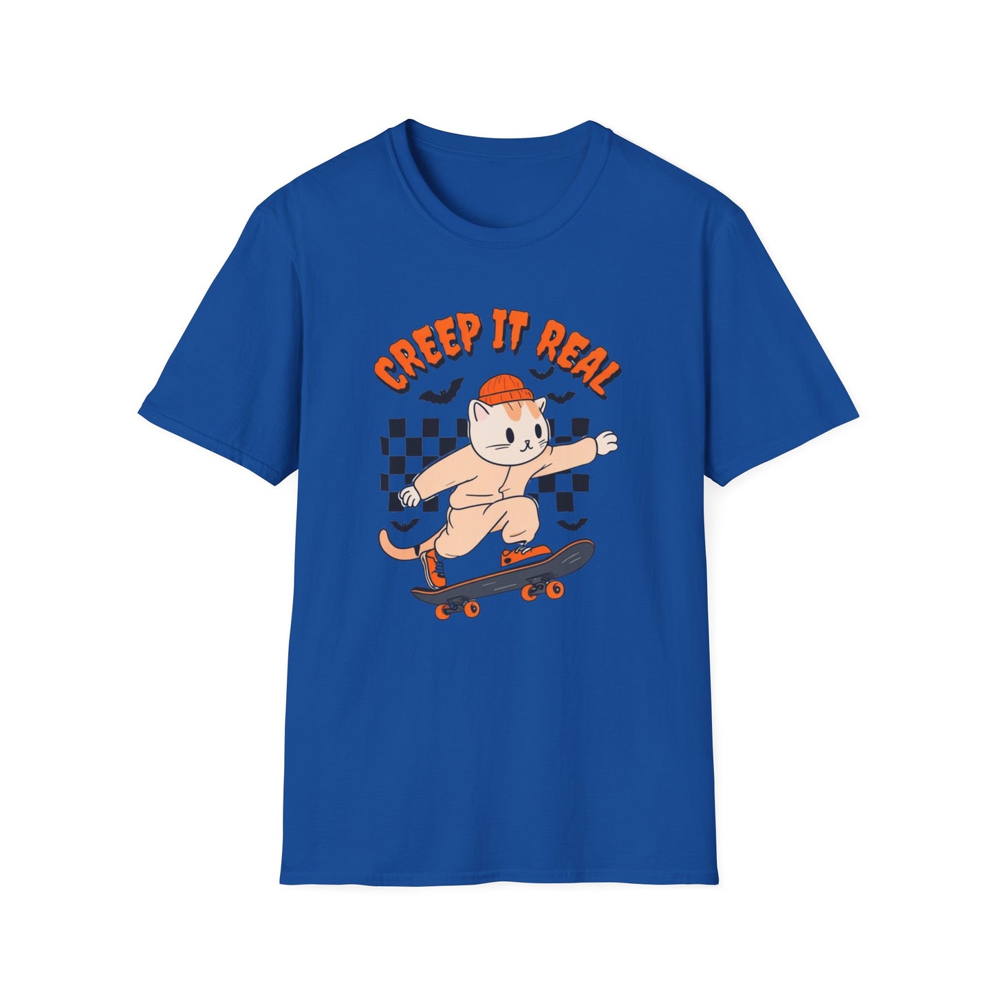 Creep It Real Tshirt Halloween T-shirt Ghost Skateboarding Shirt Halloween T Shirt for Skater gift for Cat Lover gifts Cat Halloween T-shirt