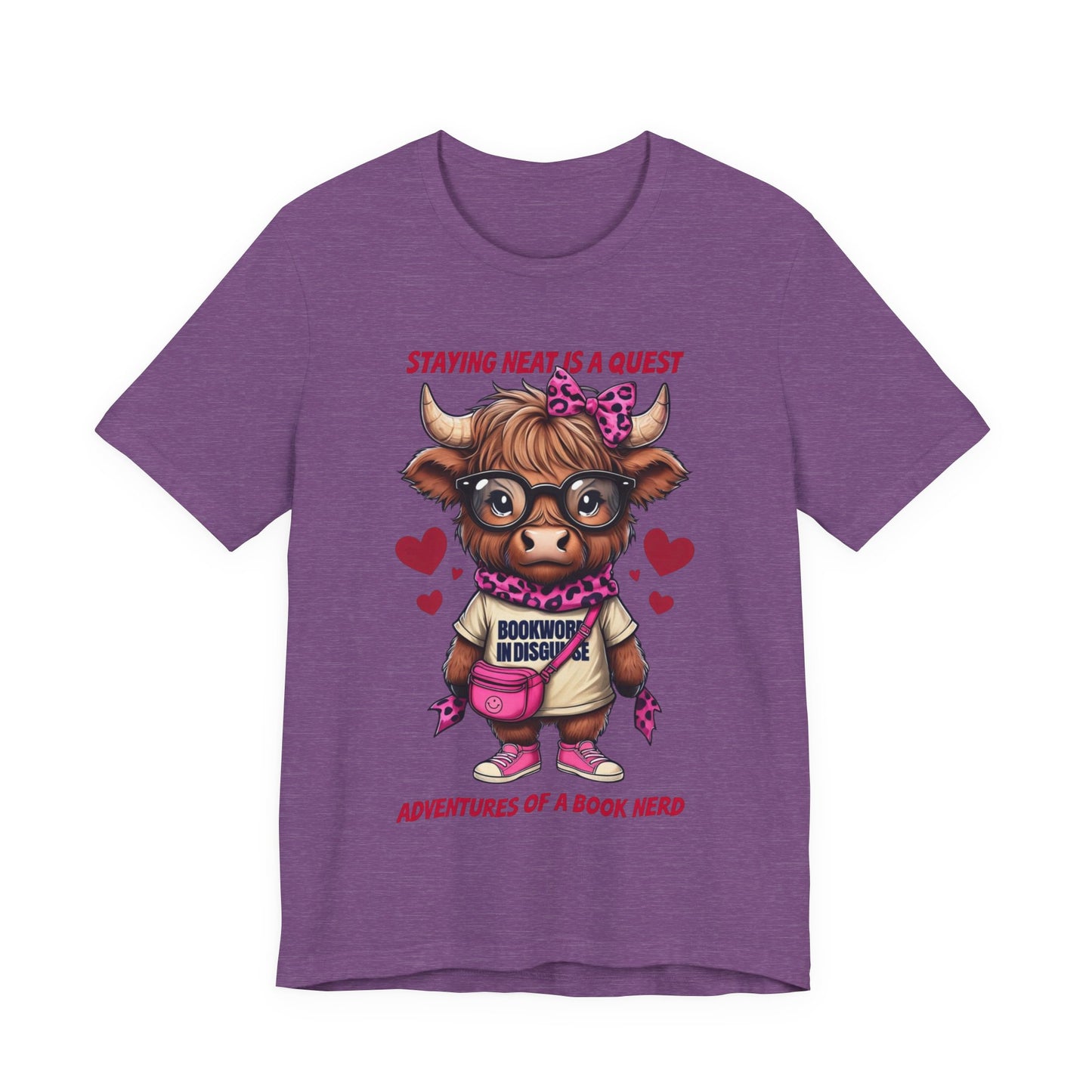 Bookworm Cow Shirr Unisex Tee, Book Nerd Funny T-Shirt, Reading Lover Gift, Novelty Graphic Top, Literature Enthusiast Shirt