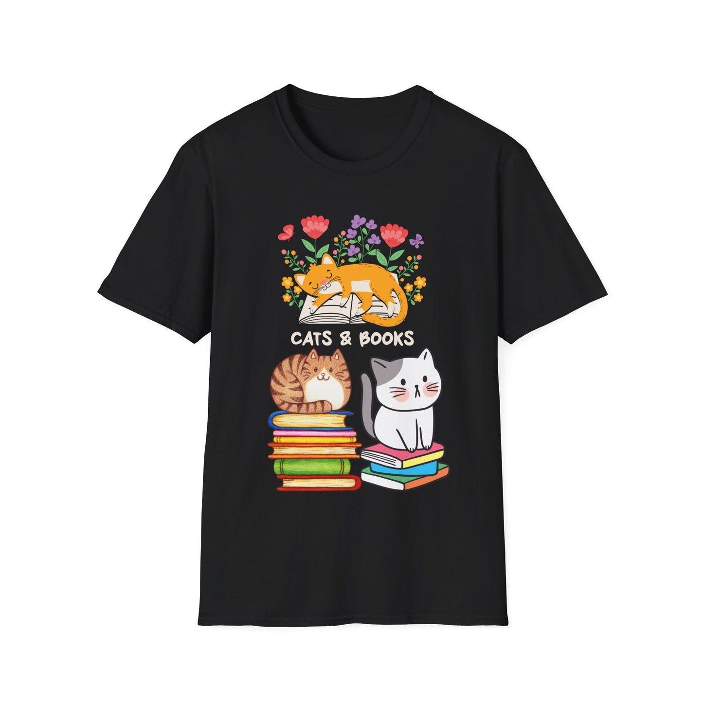 Reading Cats T shirt for Cat Lover gift Book Lover gift Reader T shirt Cute Cat Shirt for Cat Mom Gift Cats and Flowers Cats and Books Tee