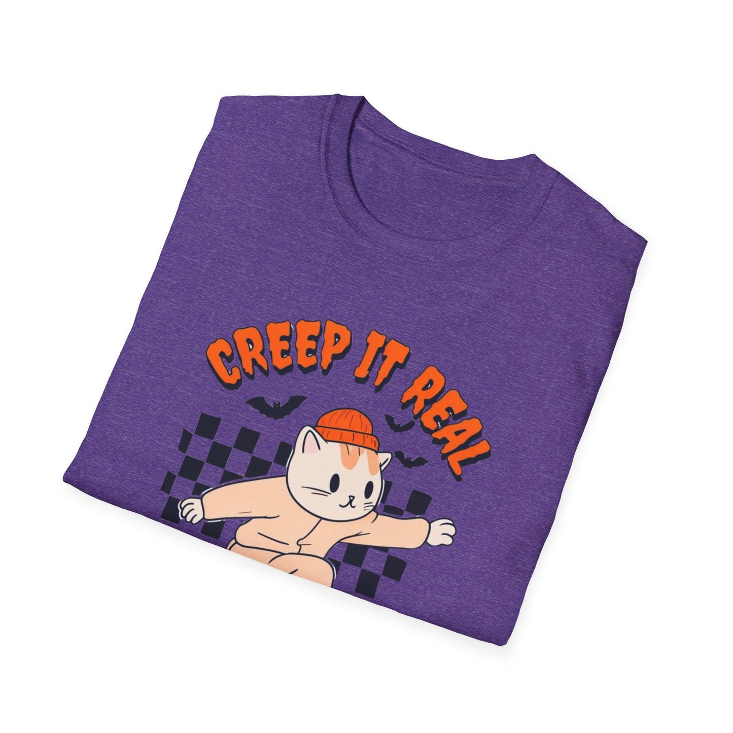 Creep It Real Tshirt Halloween T-shirt Ghost Skateboarding Shirt Halloween T Shirt for Skater gift for Cat Lover gifts Cat Halloween T-shirt