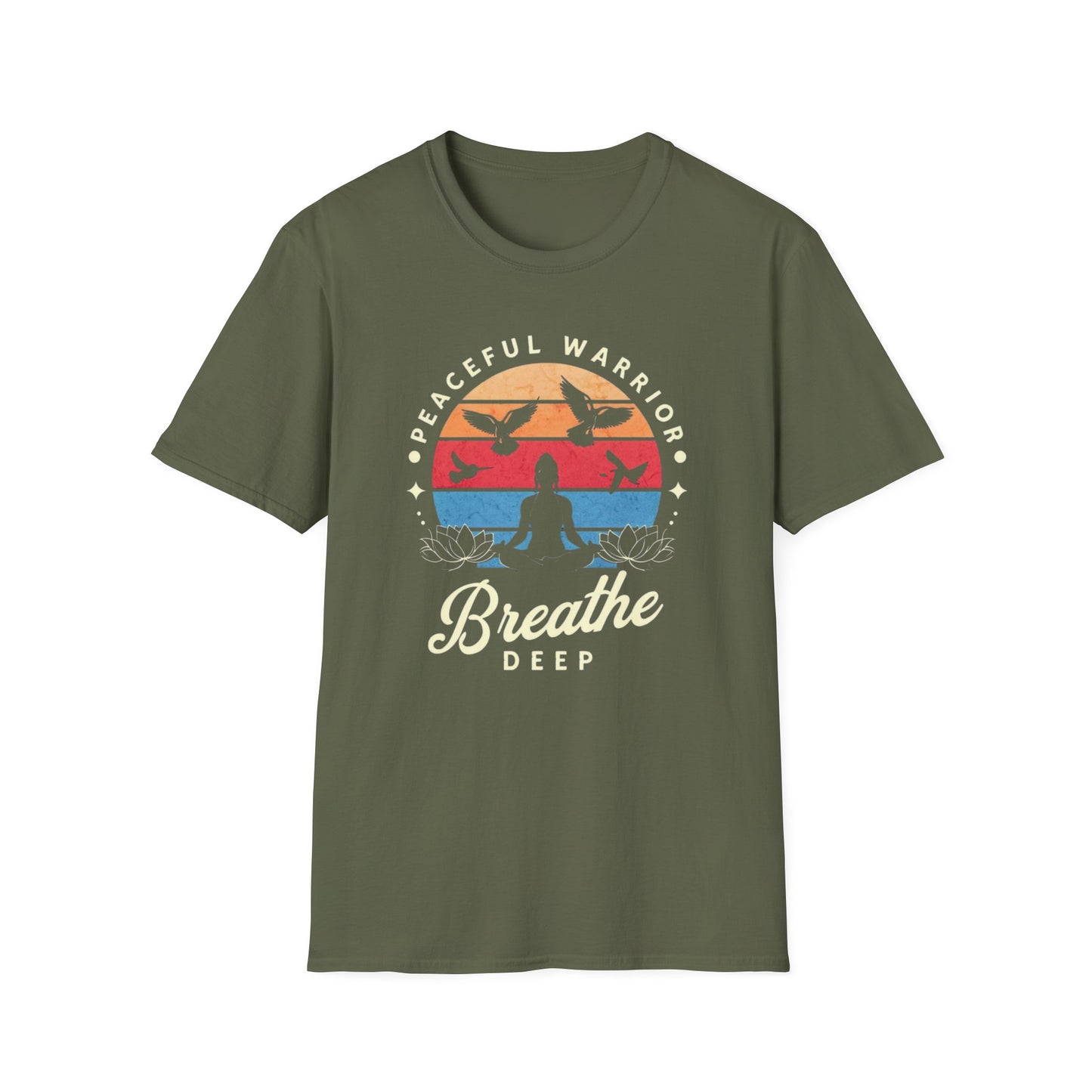 Yoga T Shirt for Yoga Lover gifts for Gym Tshirt Workout Tops for Women gift Peaceful Warrior Tee Breathe Deeply Tee Shirts for Yoga gift