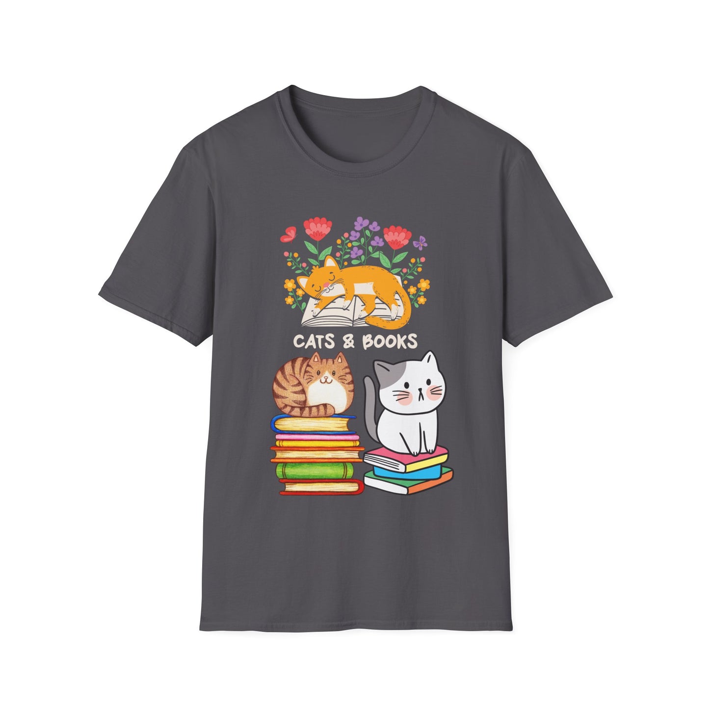 Reading Cats T shirt for Cat Lover gift Book Lover gift Reader T shirt Cute Cat Shirt for Cat Mom Gift Cats and Flowers Cats and Books Tee