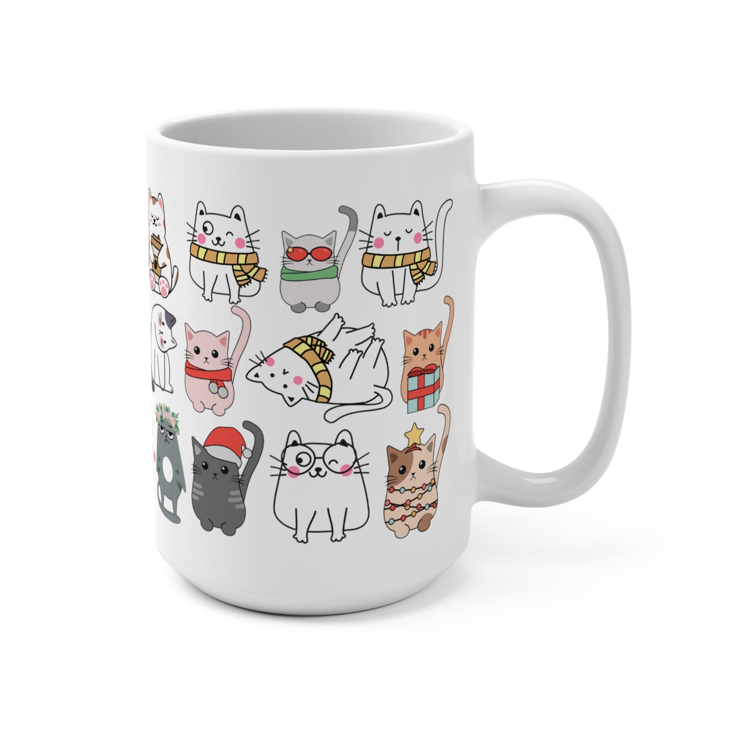 Funny Cat Mug for Cat Mom Gift for Cat Lover Mug Cute Cat Mug for Girlfriend gift for Mom gift for Cat Lady Mugs All Over Cat Print 15oz