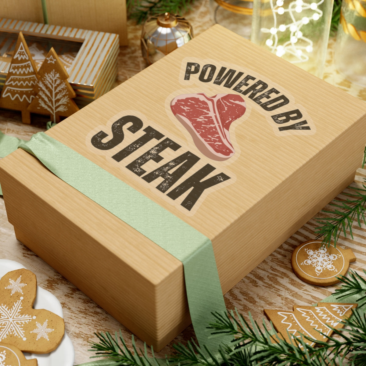 Powered by Steak Meat Lover sticker for Meat Lovers gifts Carnivore Diet sticker for Grilling gift for BBQ Barbecue Steak Lover gift