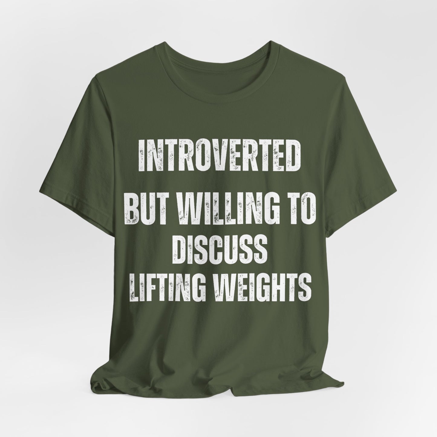 Funny Workout T-shirt for Gym Rat gifts for Personal Trainer Shirt - Introverted But Willing to Discuss Lifting Weights Introvert Shirts