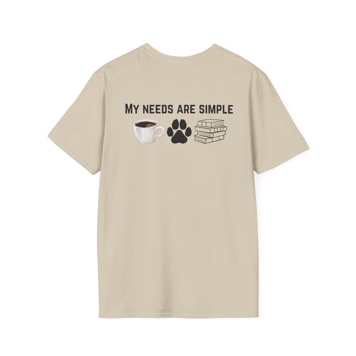 Bookworm Coffee and Dogs Unisex Softstyle T-Shirt, Dog Lover Tee, Book Lover Gift, Simple Life Shirt