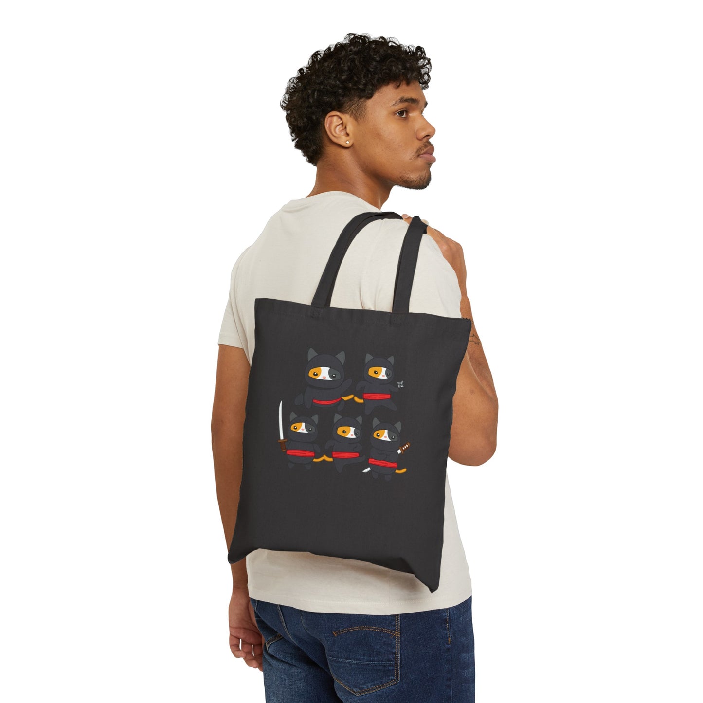 Funny Ninja Cat Tote Bag for Cat Lover gift for Her Samurai Cats Bags for Kitty Mom gifts for Cat Dad Funny gifts for Friend