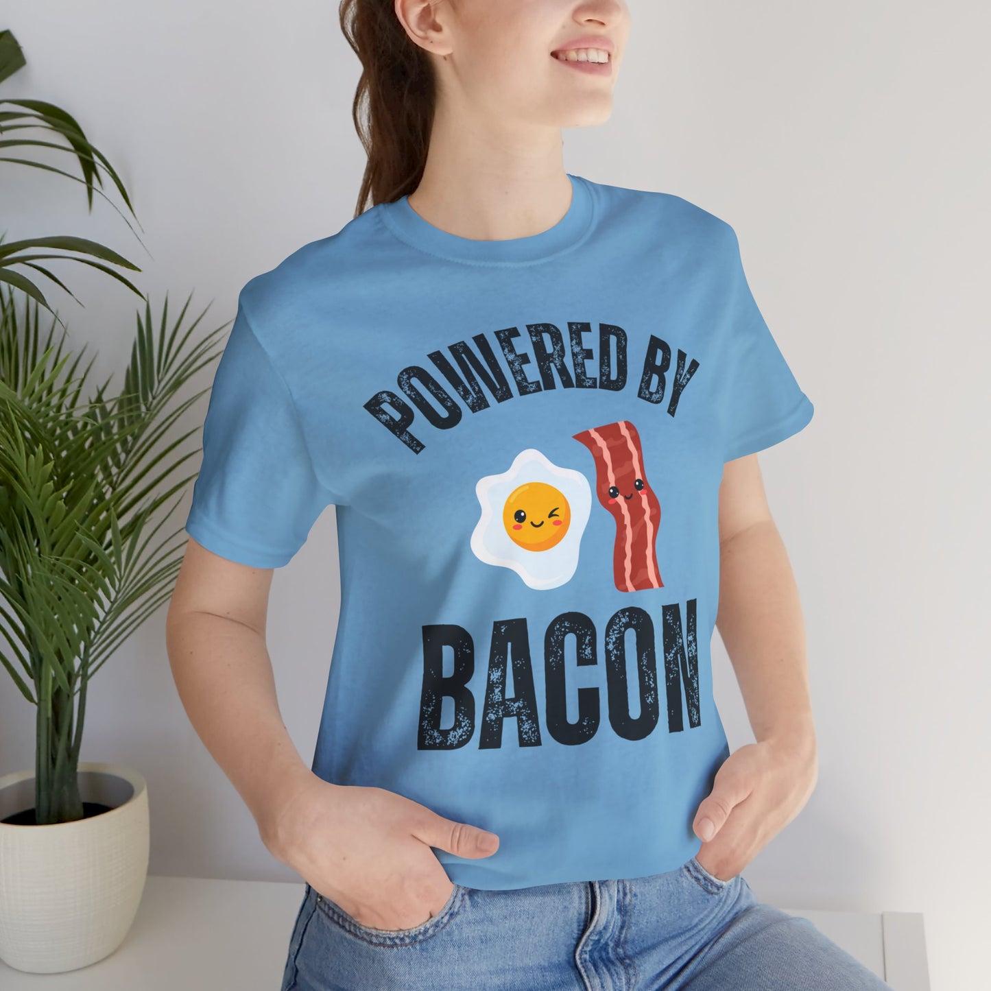 Funny Bacon & Egg T-shirt for Meat Lover Gift for Bacon Lover Shirt for Carnivore gift for Meat T Shirt Powered By BACON Tee
