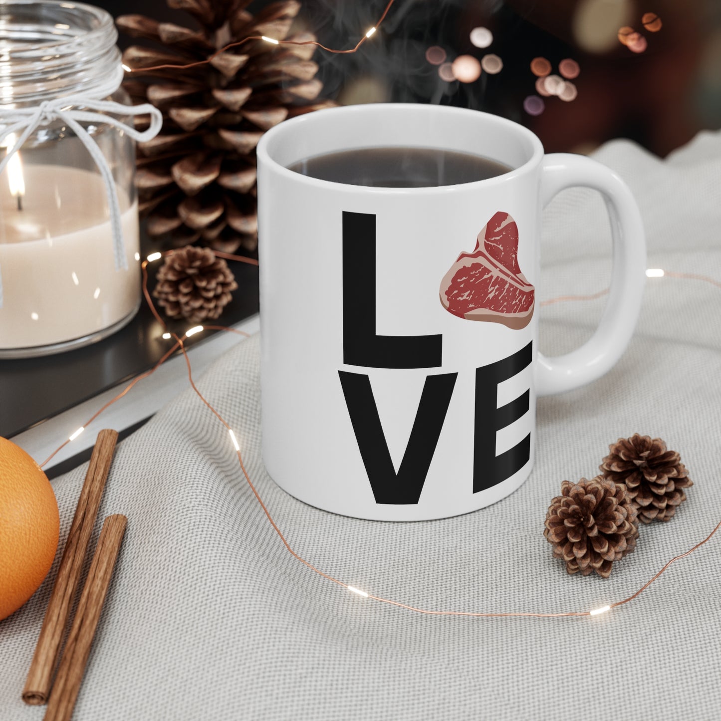 I Love Steak Mugs I Heart Steak Lover Mug for Foodie gifts for Meat Lover gift Funny Coffee Mug for Carnivore Mug 11oz