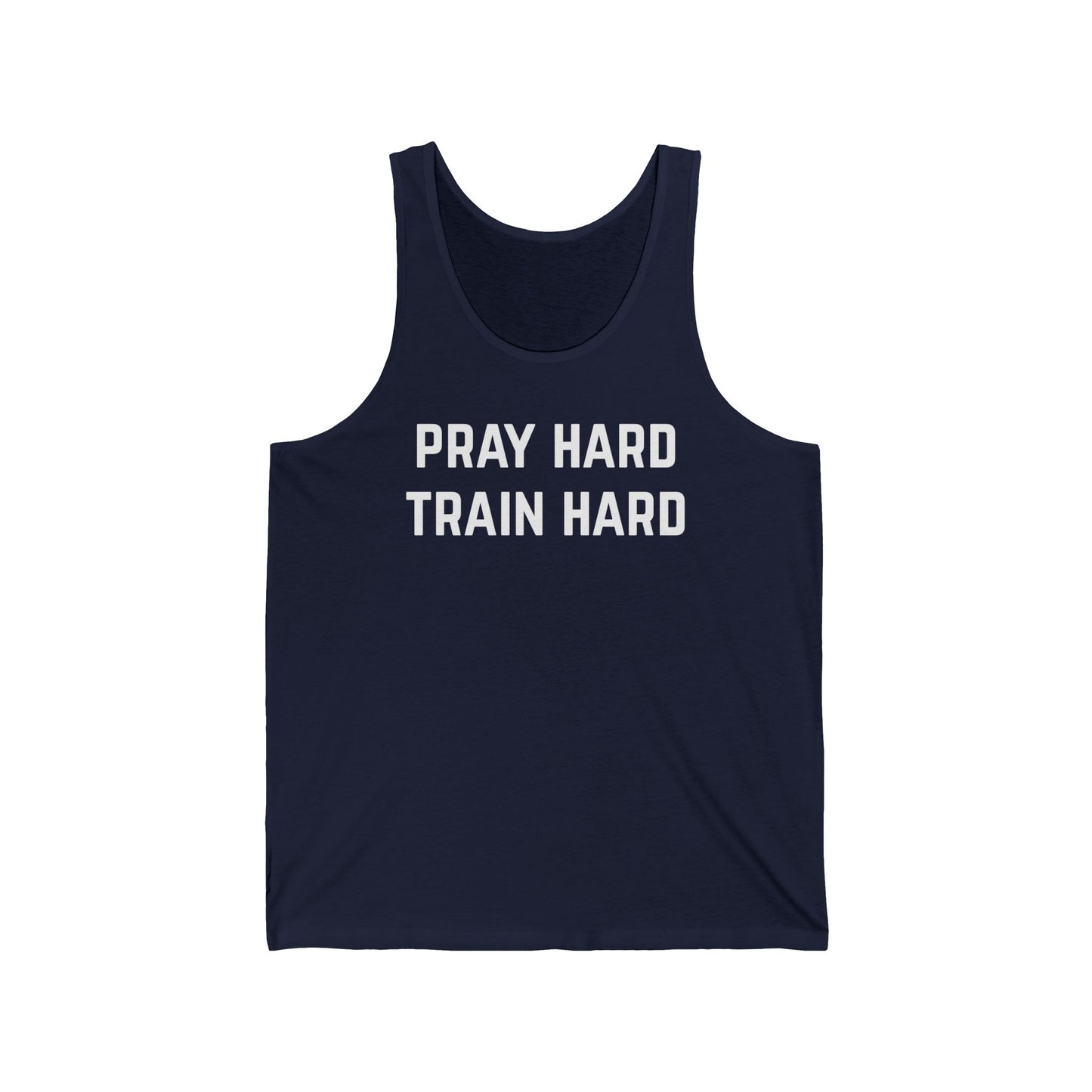 Pray Hard Train Hard Unisex Workout Tank Top, Fitness Lover Gym Rat Gift, Christian Fitness Apparel Exercise Shirts