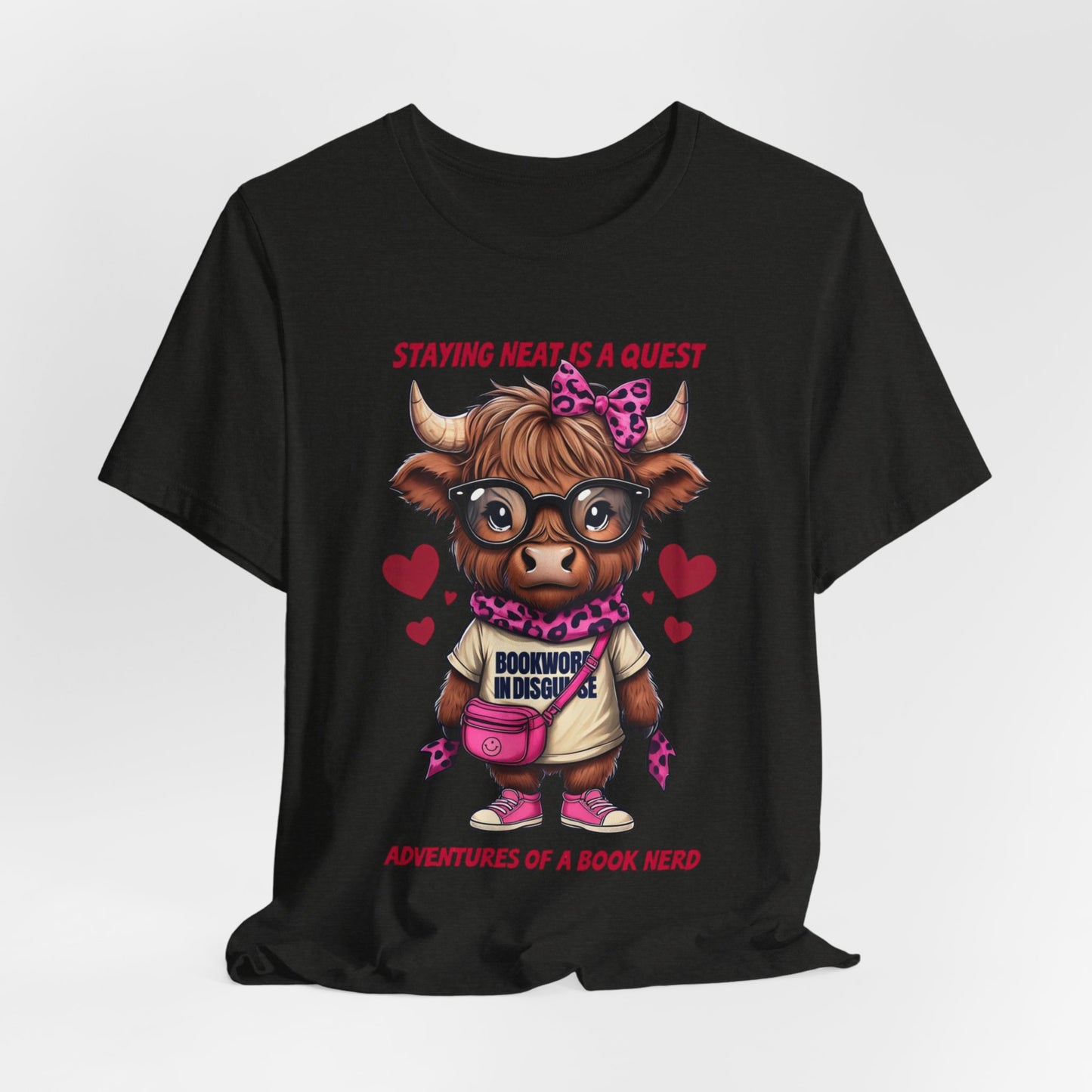 Bookworm Cow Shirr Unisex Tee, Book Nerd Funny T-Shirt, Reading Lover Gift, Novelty Graphic Top, Literature Enthusiast Shirt