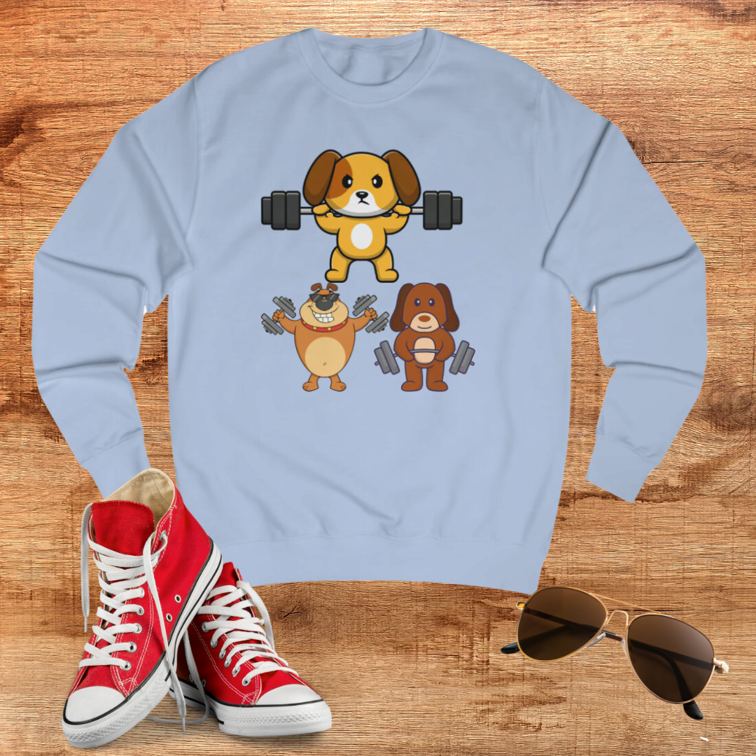 Funny Dog SweatShirt Dog Working out Sweater Dog Lover Gift for Gym Lover Soft Pull Over Dogs Weightlifting Dog Lifting Weights