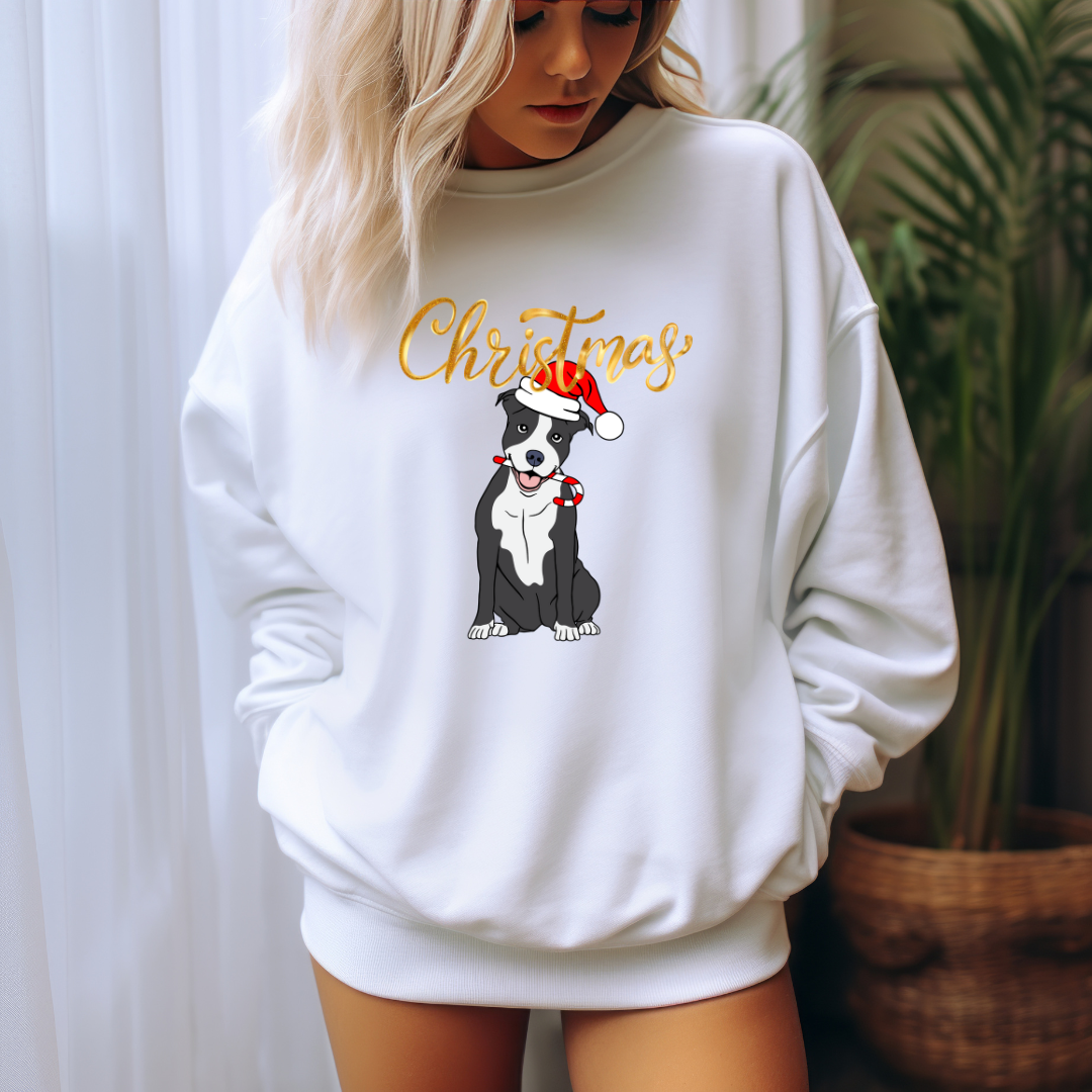 Christmas Sweatshirt for Pit Bull Lover gift for Pit Bull Mom gifts for Women's Sweatshirts for Christmas Cute Puppy Sweatshirt for Christmas gifts