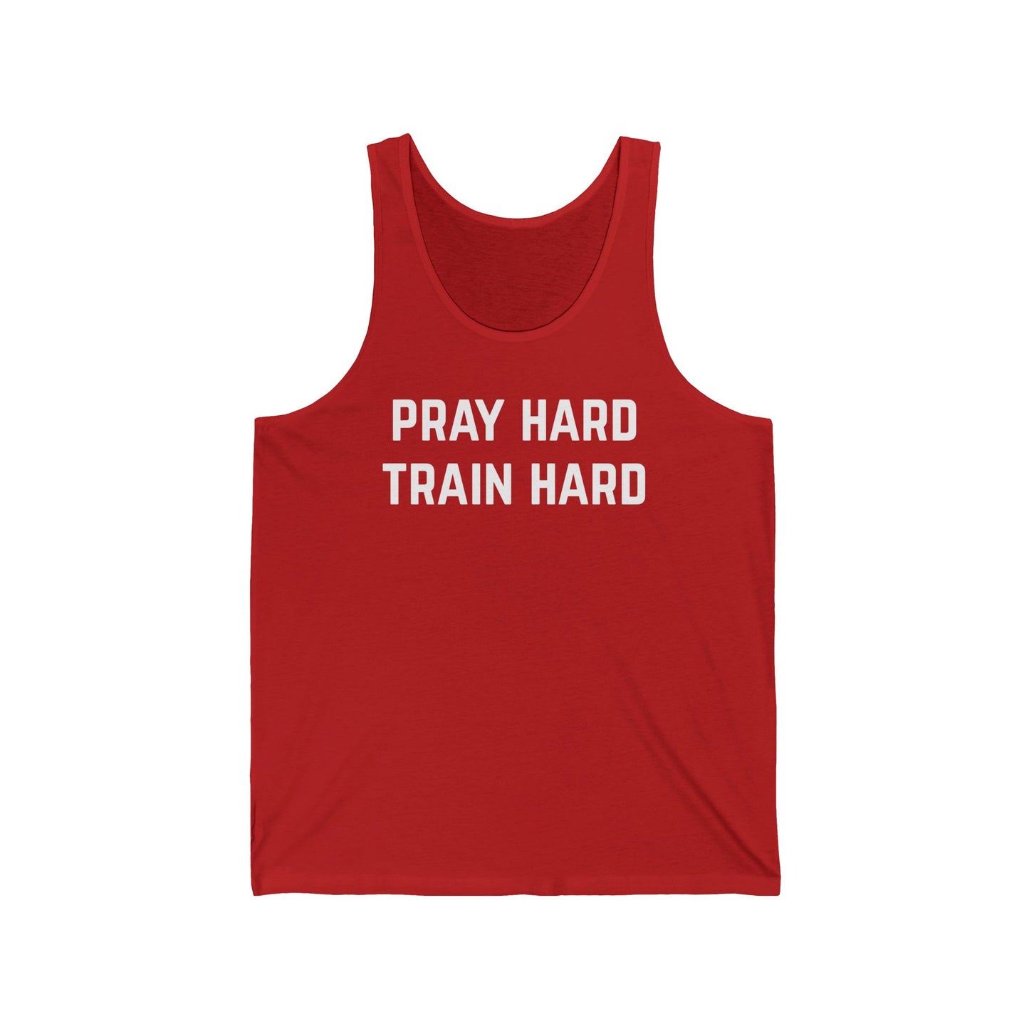 Pray Hard Train Hard Unisex Workout Tank Top, Fitness Lover Gym Rat Gift, Christian Fitness Apparel Exercise Shirts