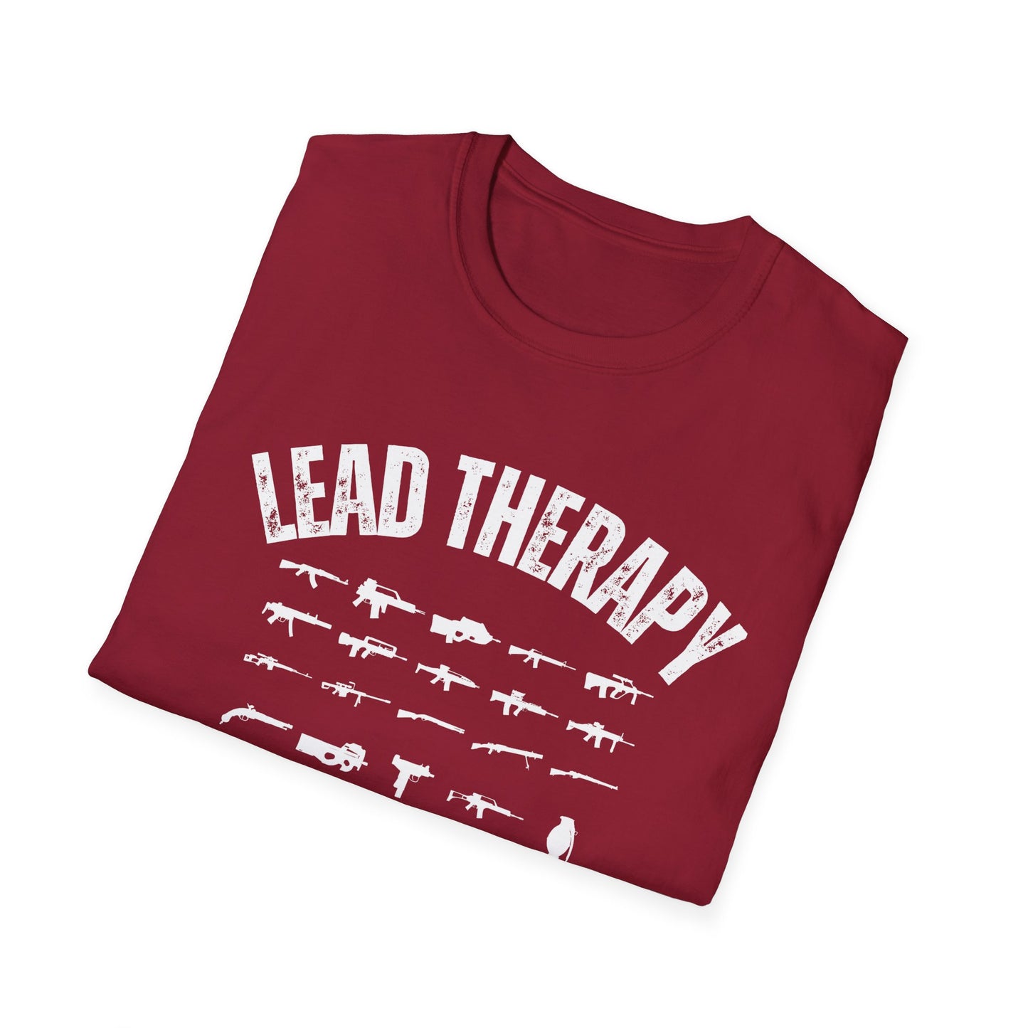 Gun Lover Lead Therapy Shooting Range Unisex Softstyle T-Shirt, Cool Second Amendment Tee, Gun Enthusiast Gift, Firearms Clothing, Pro-2A