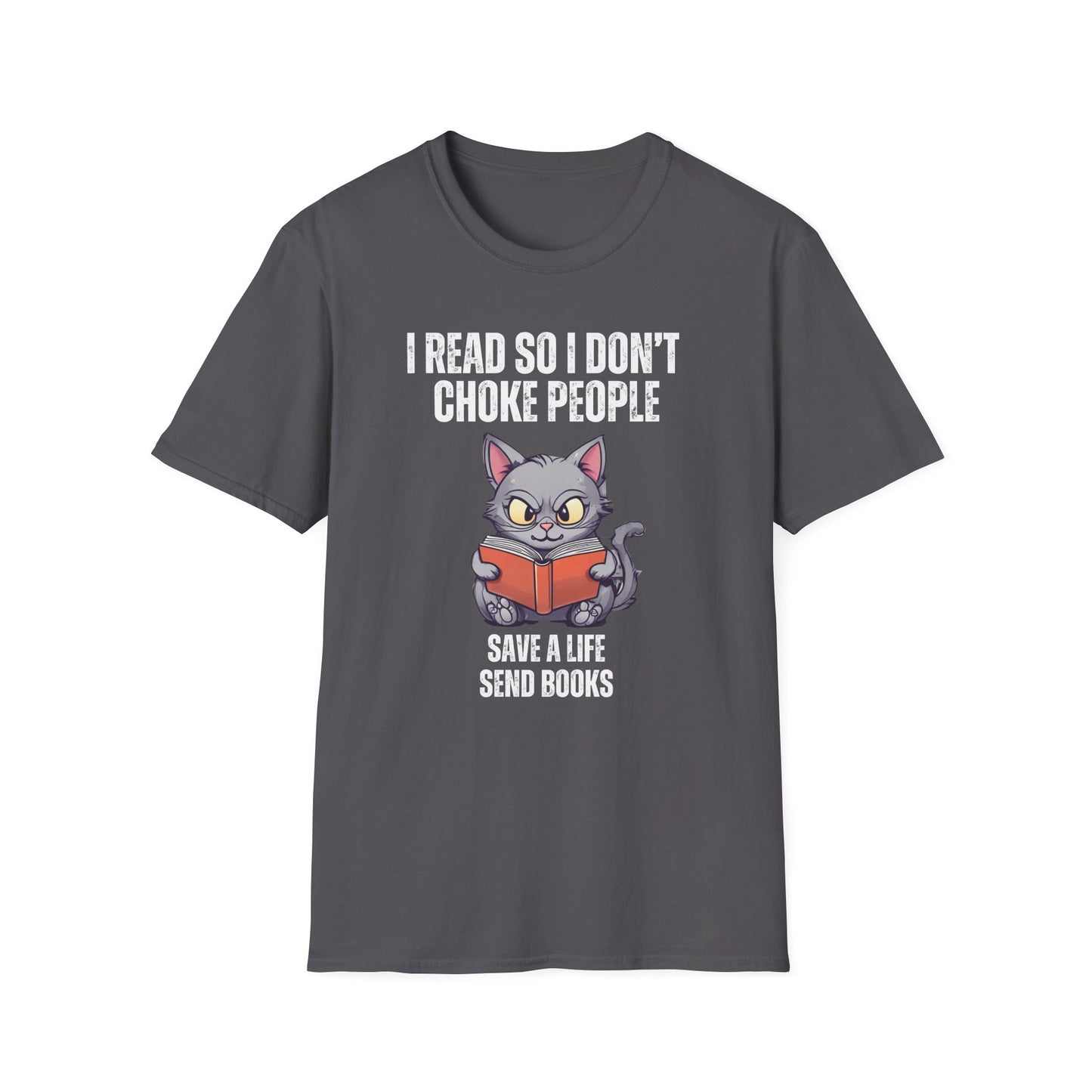 Angry Cat Reading T-shirt Funny Kitty Shirts for Reader gift Book Lover gifts for Bookish T Shirts Save A Life Send Books Book Pun T Shirt