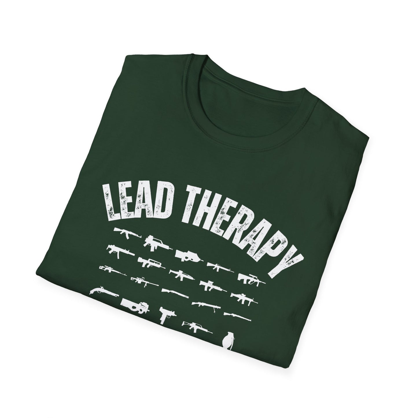 Gun Lover Lead Therapy Shooting Range Unisex Softstyle T-Shirt, Cool Second Amendment Tee, Gun Enthusiast Gift, Firearms Clothing, Pro-2A