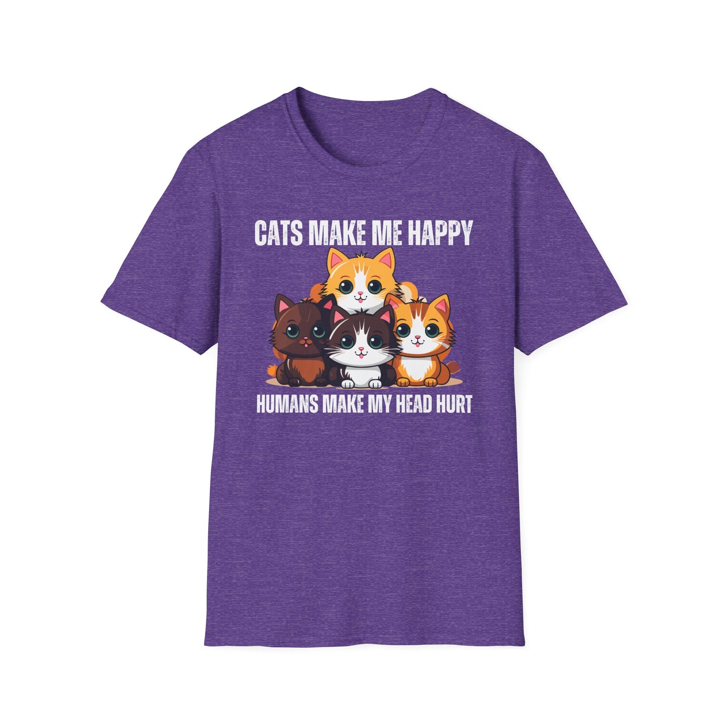 Funny Kitten Shirt for Cat Lover gift for Cat Mom T Shirts Cute Kitty T-shirt for Cat Addict gifts Cats Make Me Happy Humans Make My Head Hurt