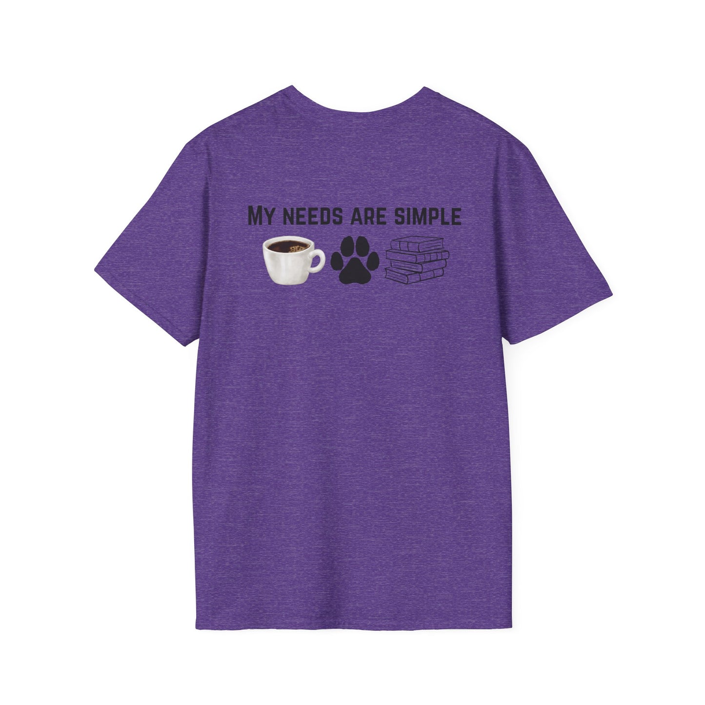 Bookworm Coffee and Dogs Unisex Softstyle T-Shirt, Dog Lover Tee, Book Lover Gift, Simple Life Shirt