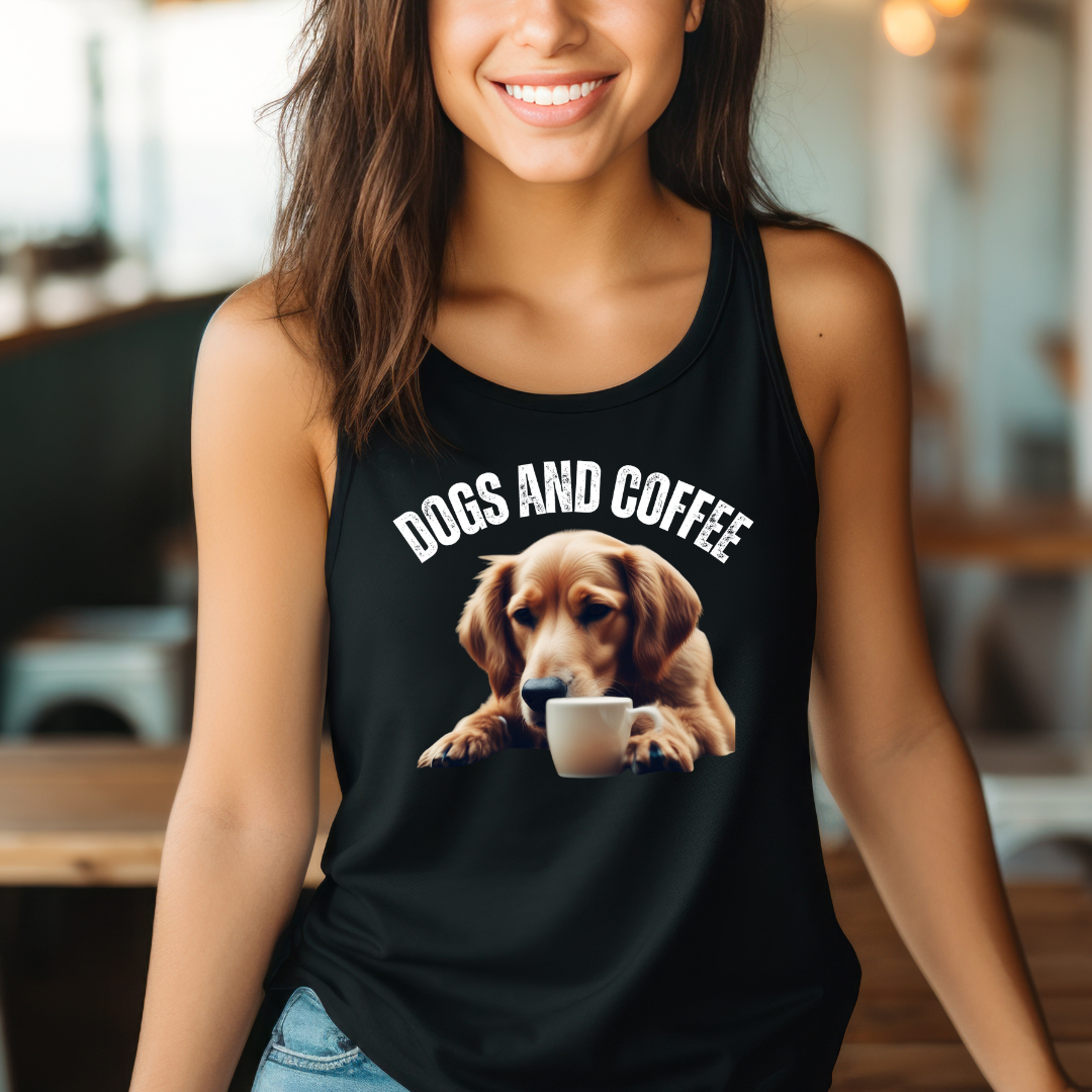 Golden retriever Tank Top for Golden retriever gift for Dog Mom gifts for Women Cute Puppy Shirt for Puppy Lovers gift for Coffee Lover