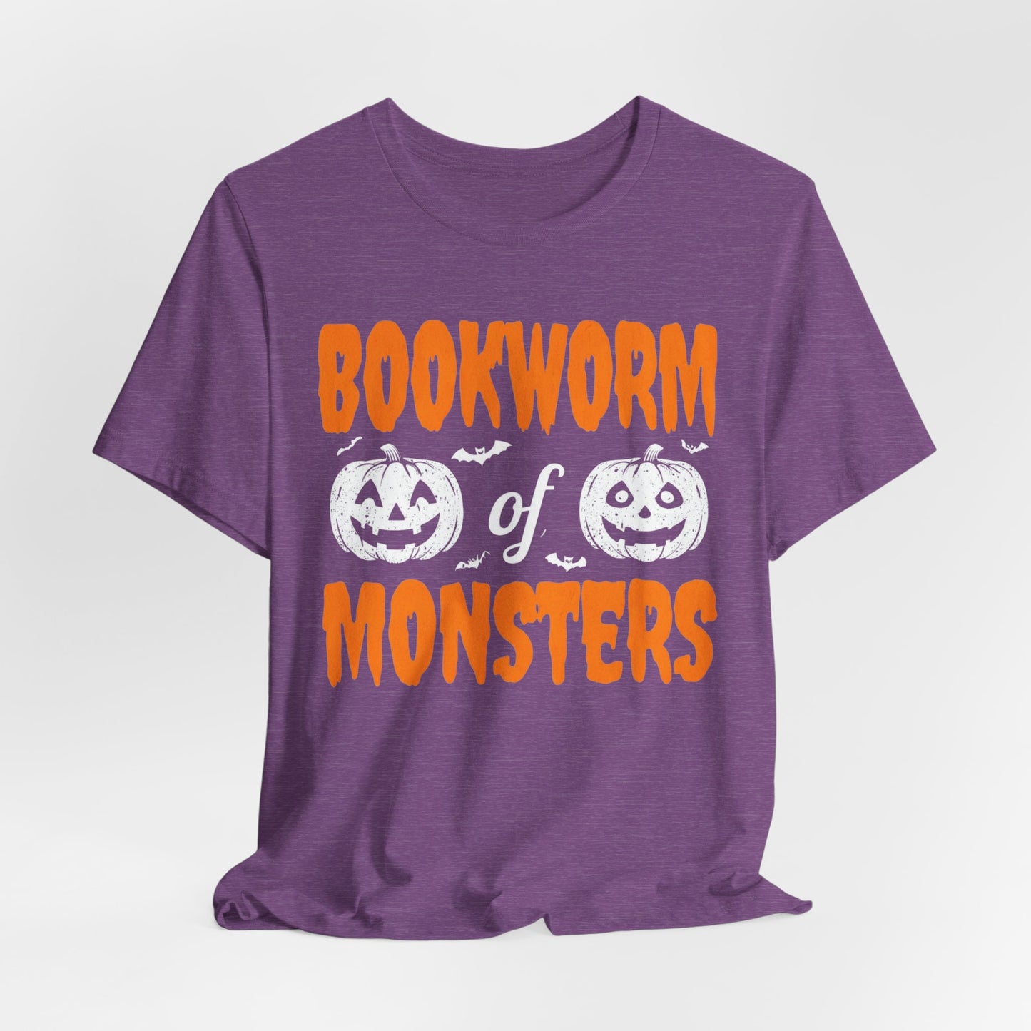 Bookworm of Monsters Halloween Tee, Reading Lover T-Shirt, Unisex Jersey Shirt, Halloween Book Shirt, Monster Lover Gift