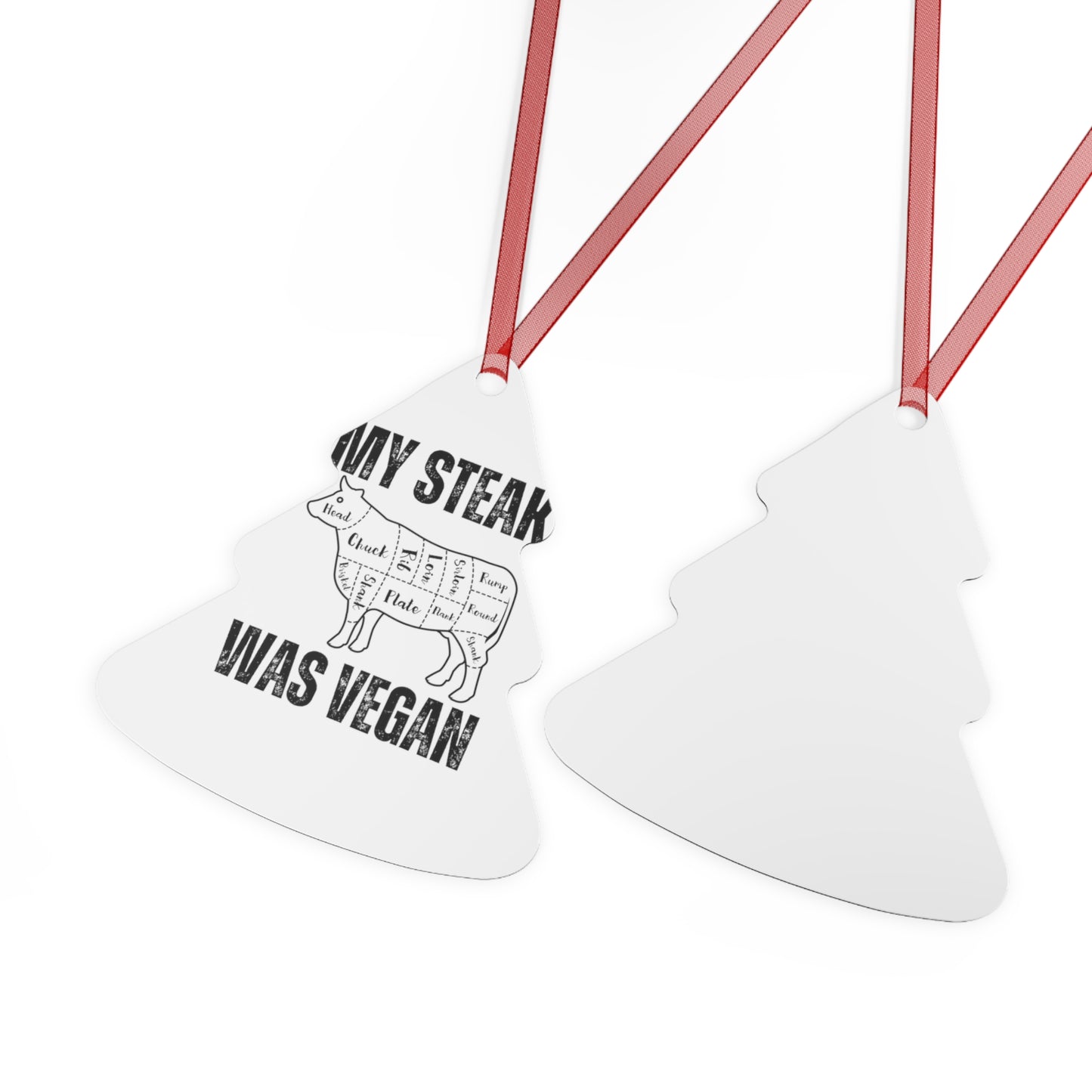 Funny Christmas Ornament for Carnivore Diet gifts for Christmas Metal Ornaments Carnivore Keychains My Steak Was Vegan Tree Ornament