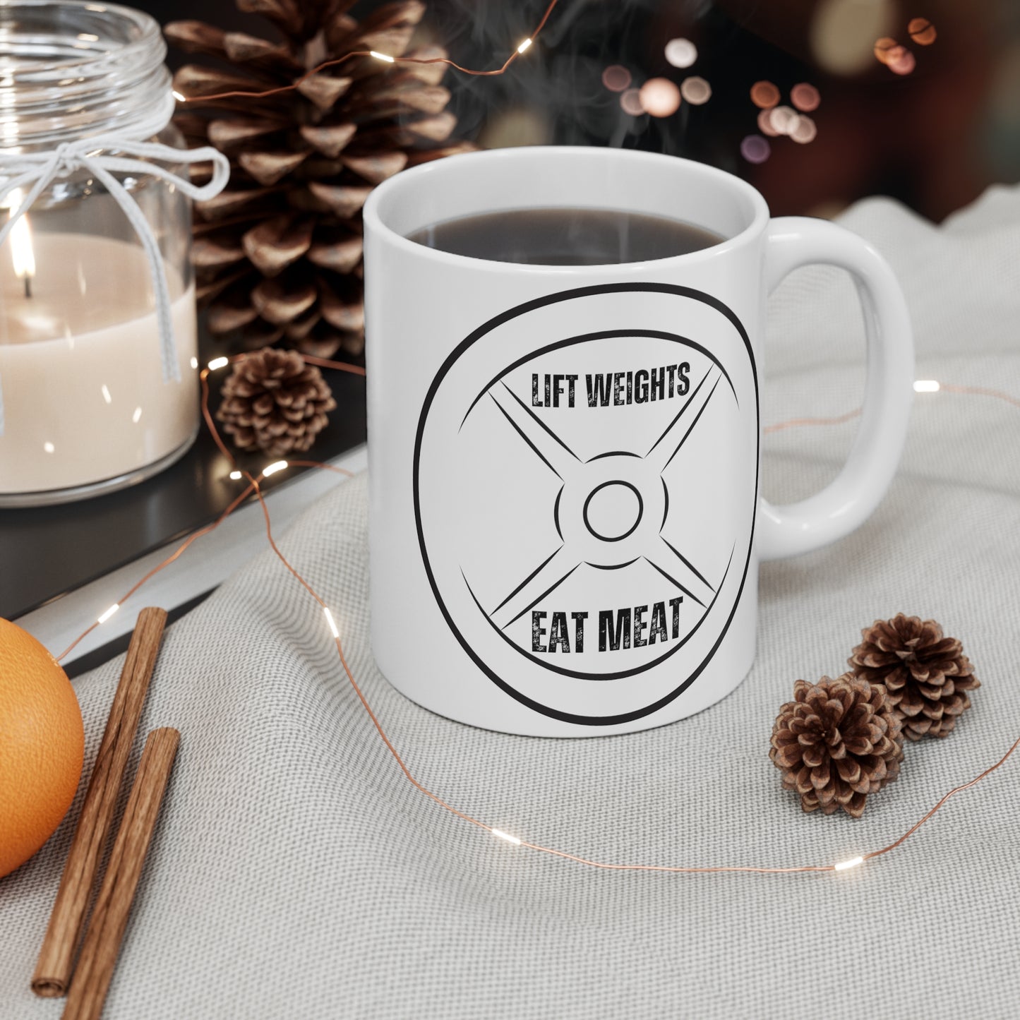 Fitness Mug Funny Lift Weights and Eat Meat Coffee Mug for Meat Lover gift Weightlifting Powerlifting gifts