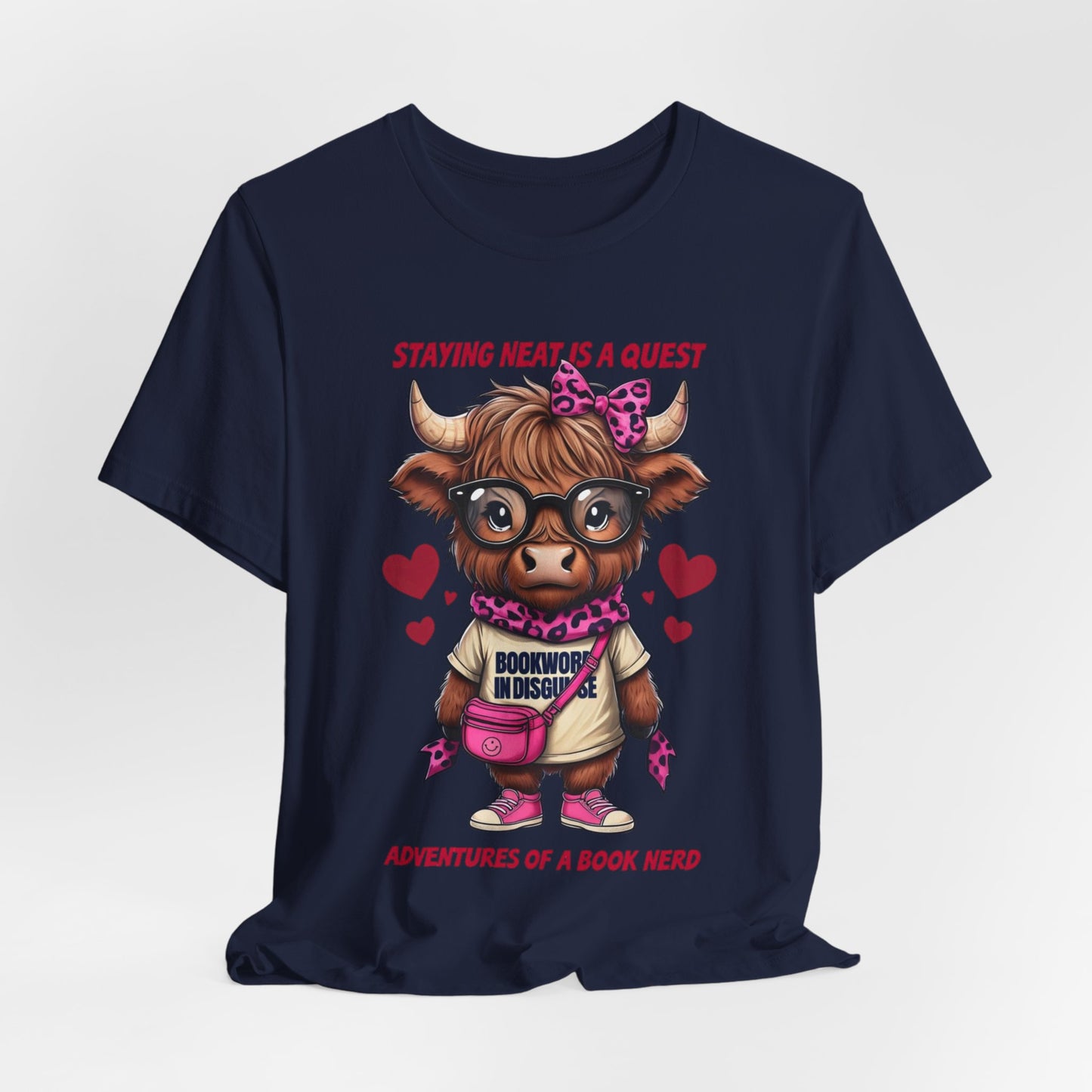 Bookworm Cow Shirr Unisex Tee, Book Nerd Funny T-Shirt, Reading Lover Gift, Novelty Graphic Top, Literature Enthusiast Shirt